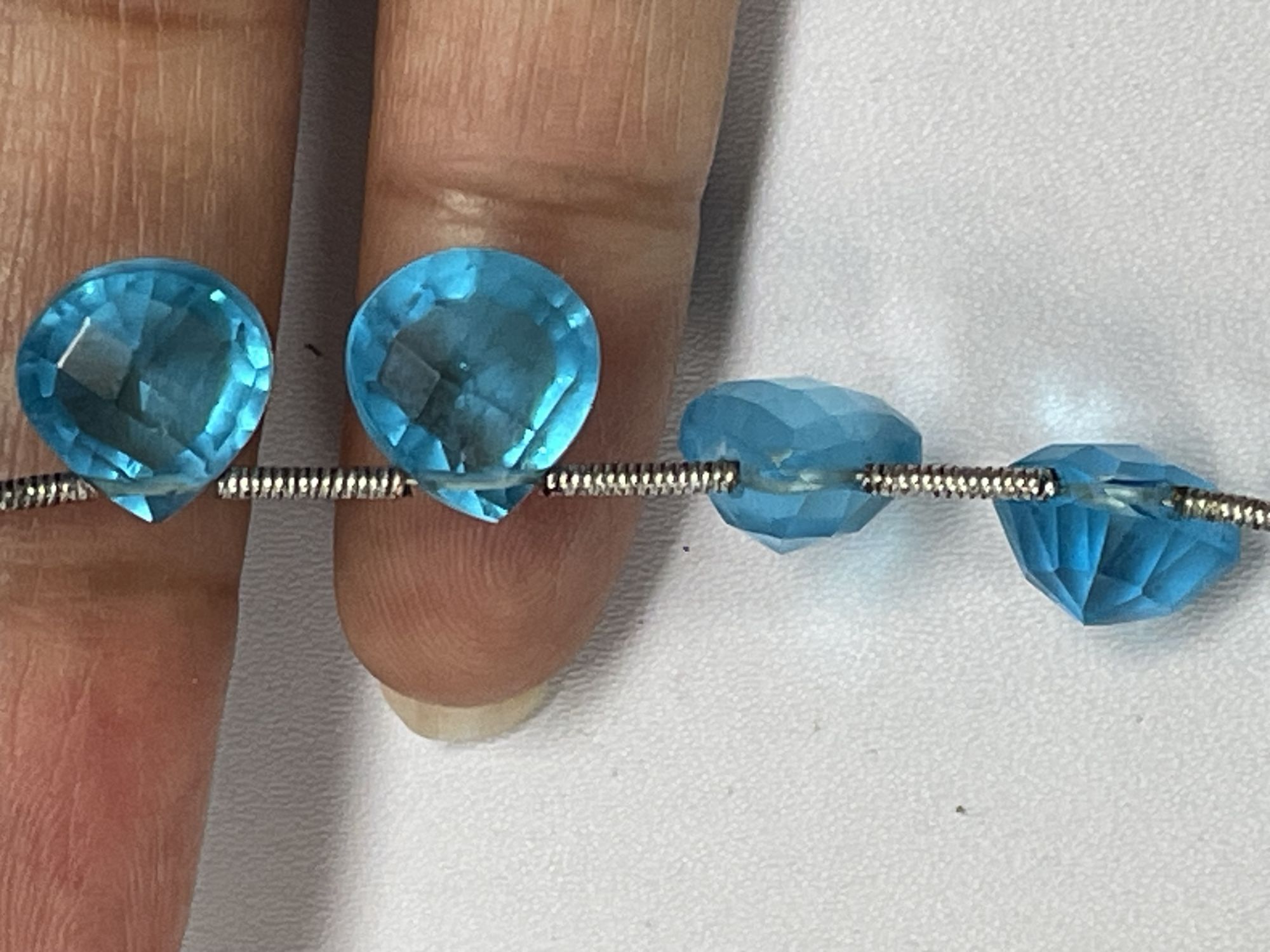 Blue Hydro Quartz Heart Concave Cut Faceted