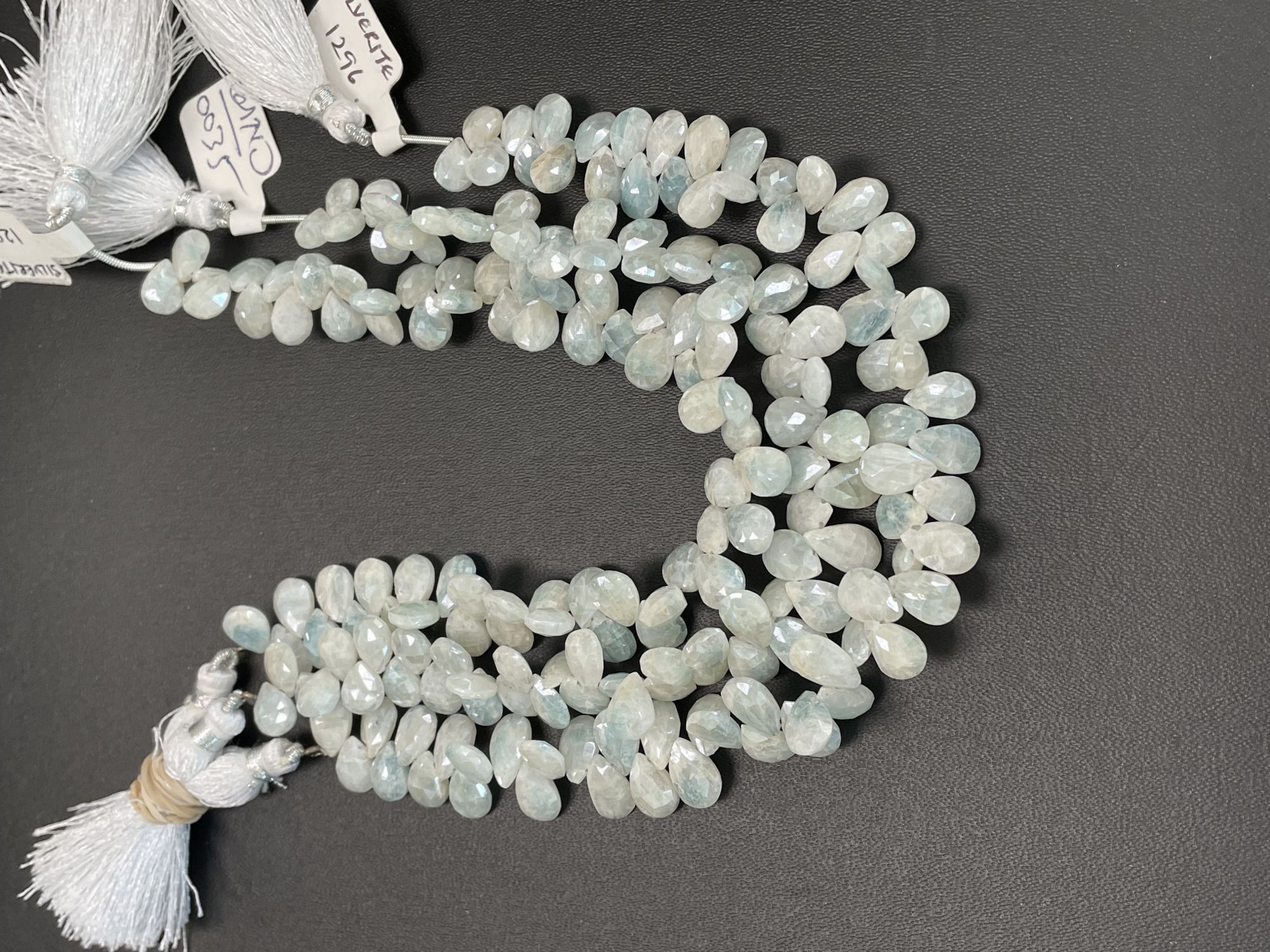 Blue White Silverite Pear Faceted