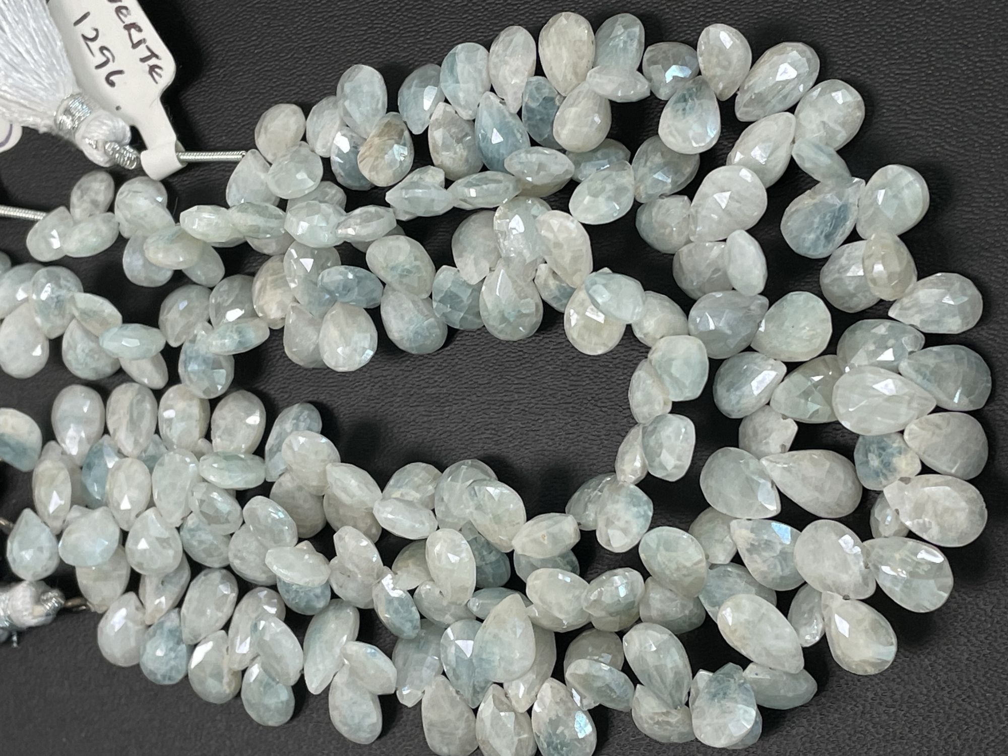 Blue White Silverite Pear Faceted