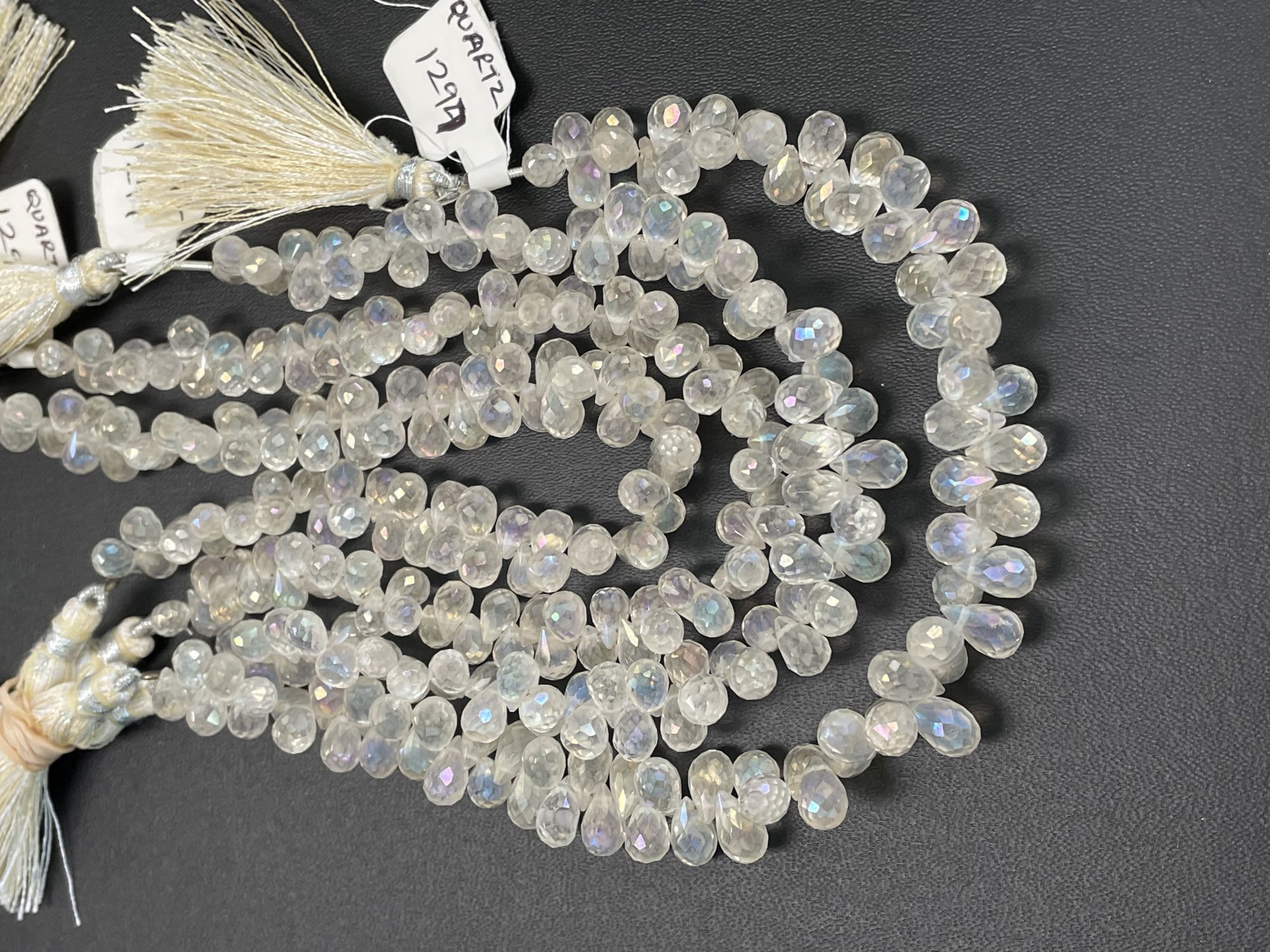 Mystic White Quartz Drop Faceted