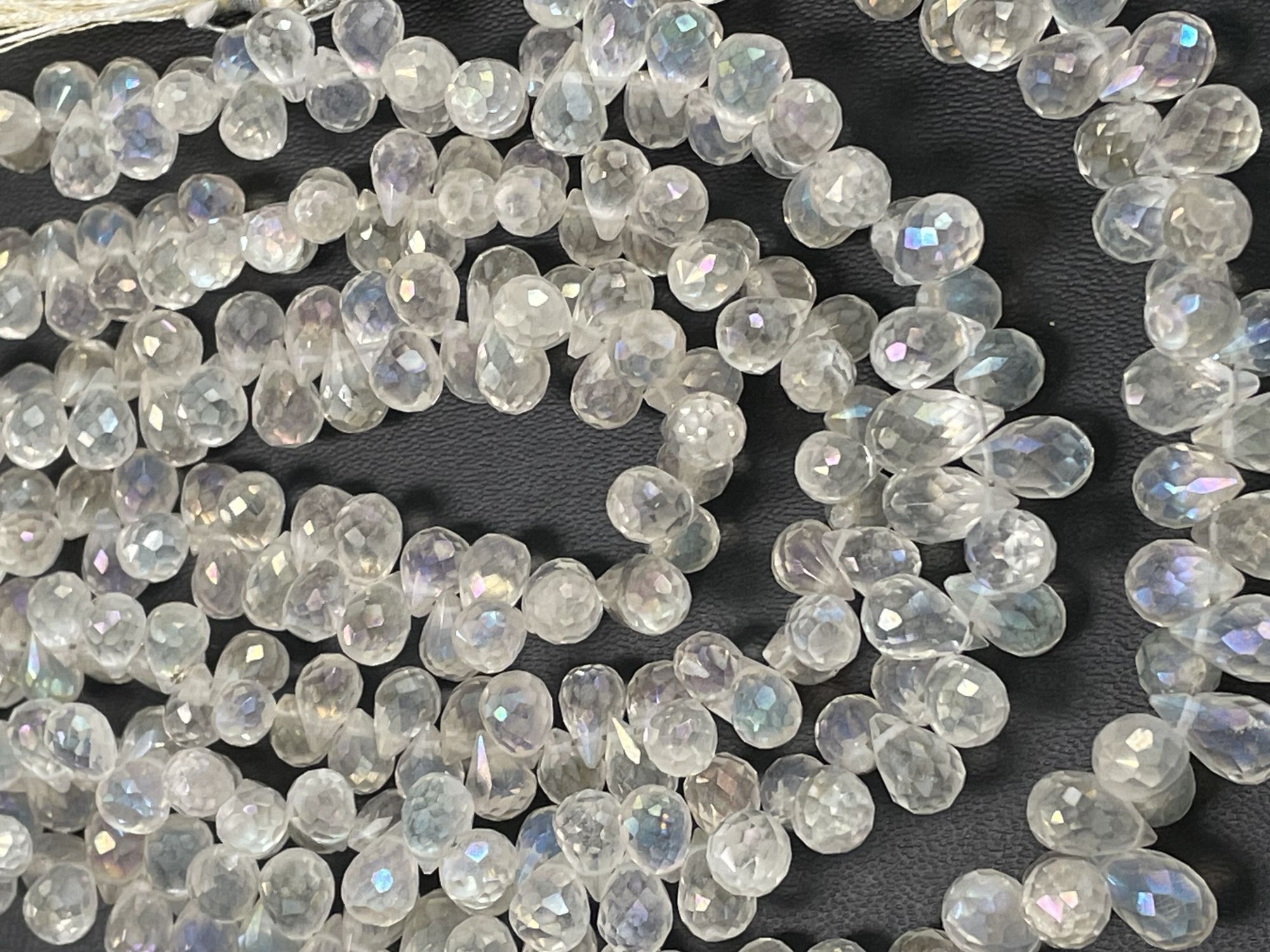 Mystic White Quartz Drop Faceted