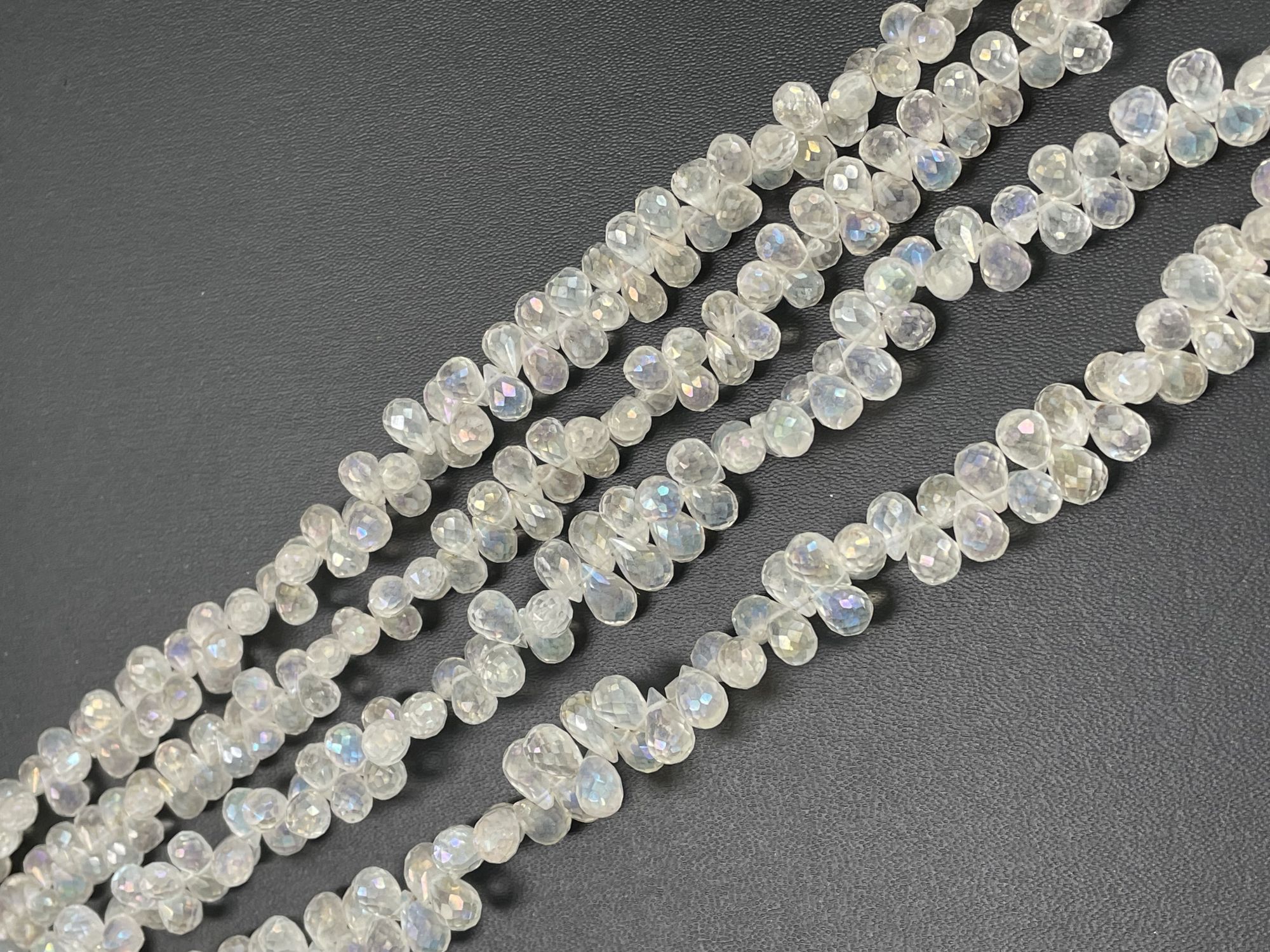Mystic White Quartz Drop Faceted