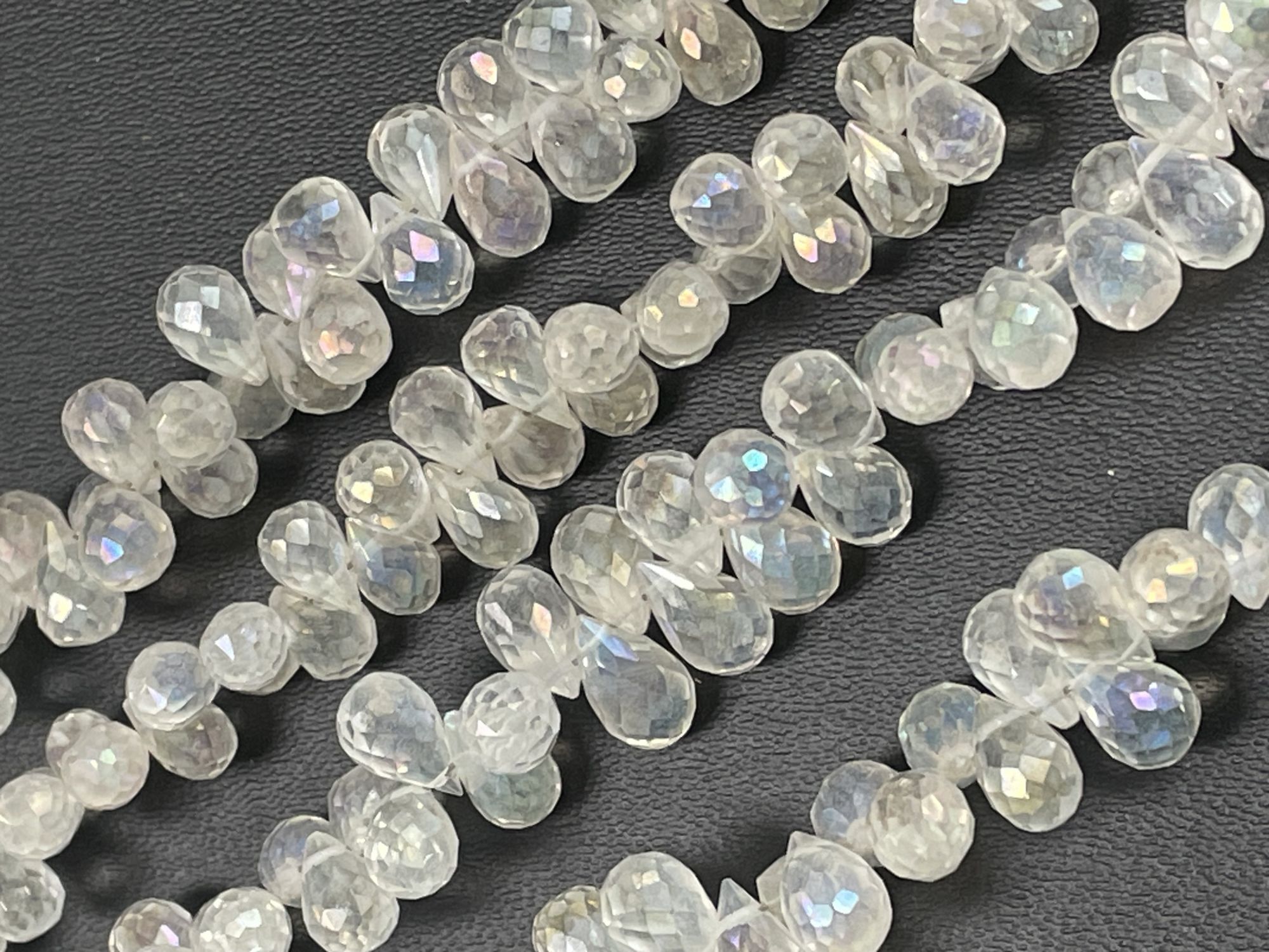 Mystic White Quartz Drop Faceted