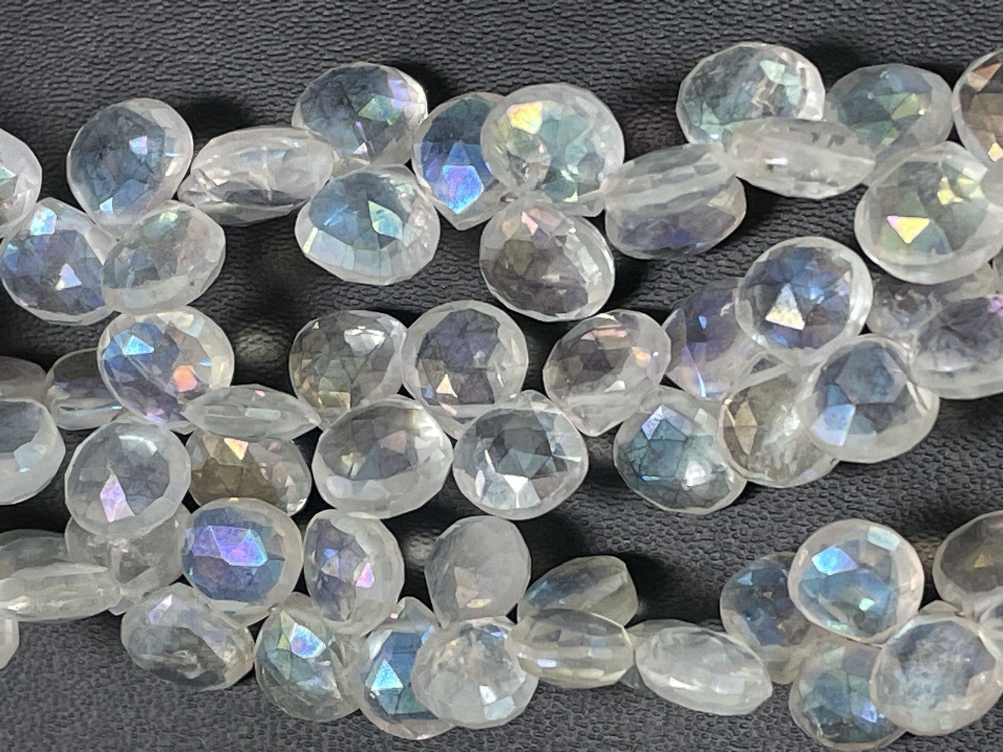 Mystic White Quartz Heart Faceted