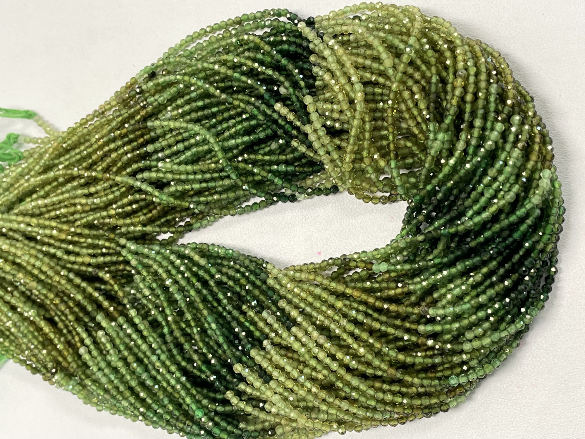 Shaded Green Tourmaline Rondelle Faceted