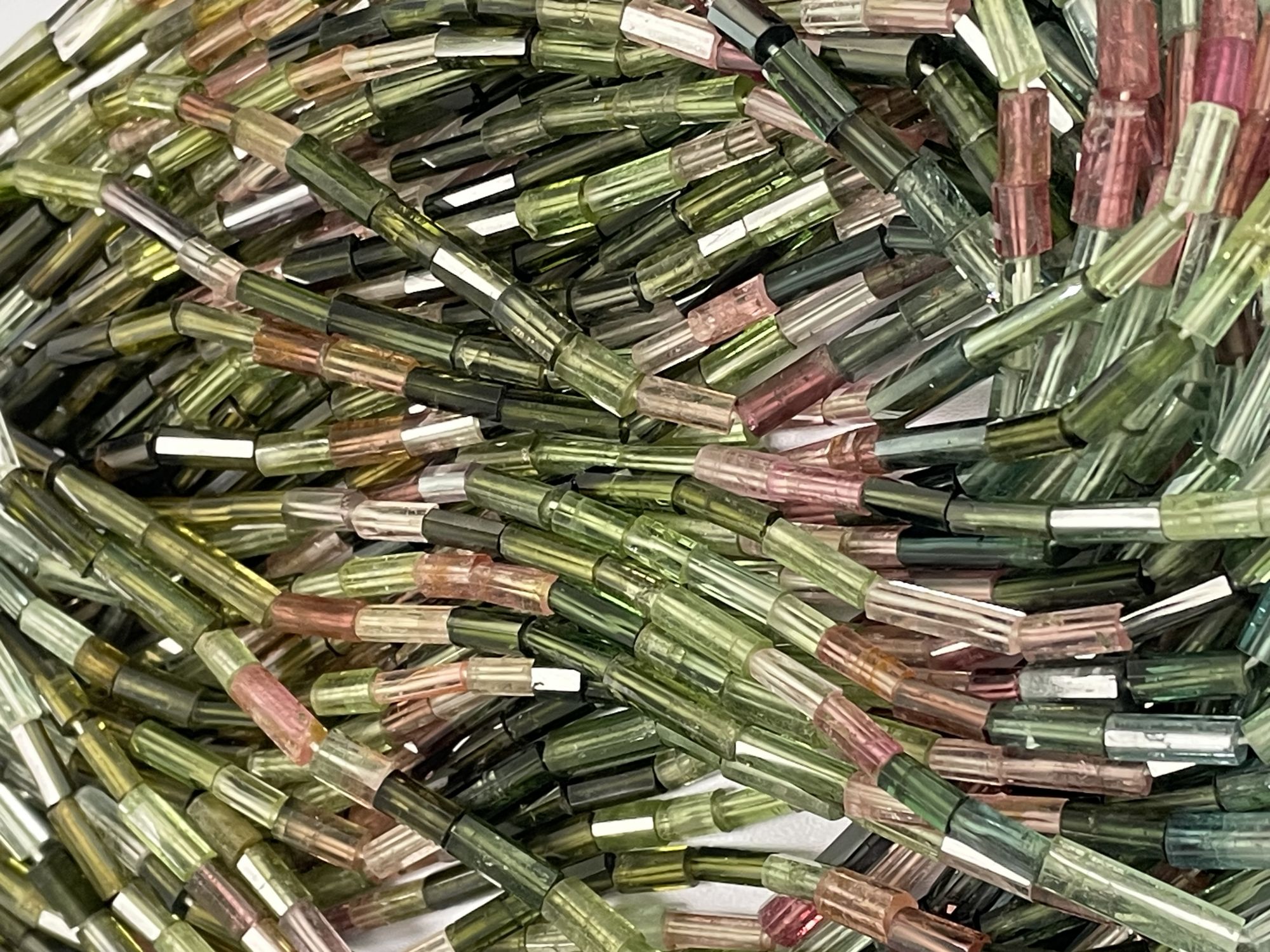 Multi Tourmaline Tube Faceted