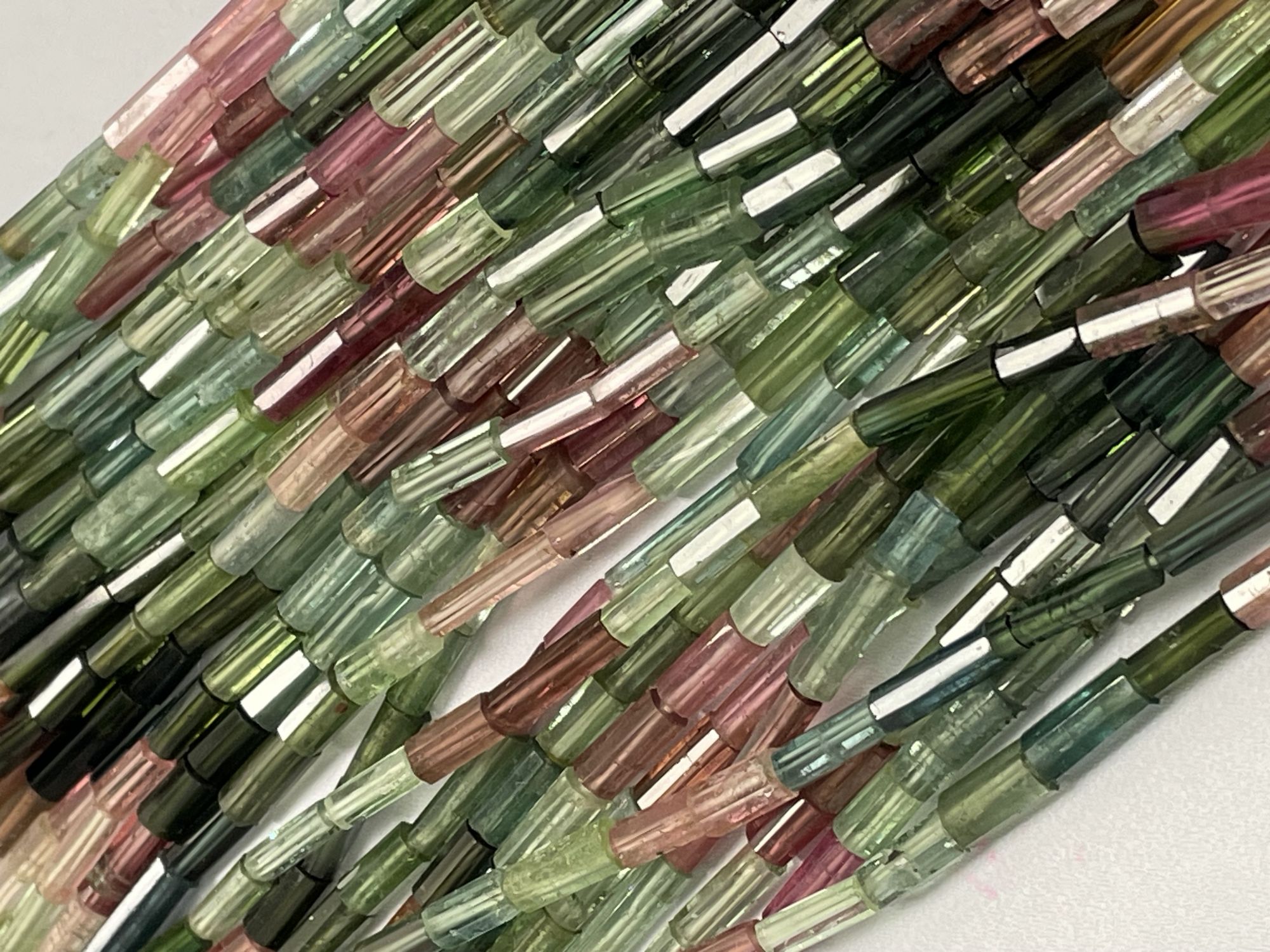 Multi Tourmaline Tube Faceted
