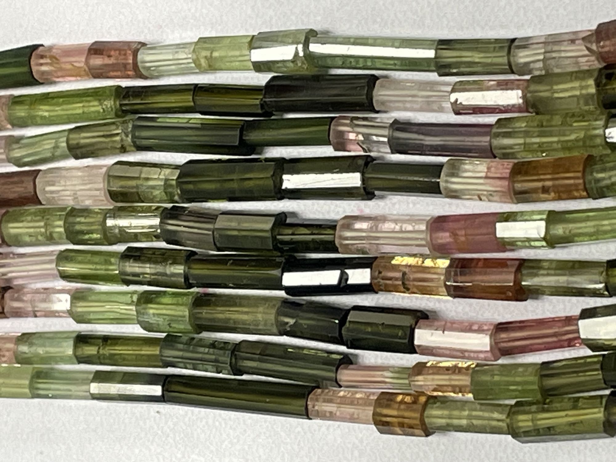 Multi Tourmaline Tube Faceted