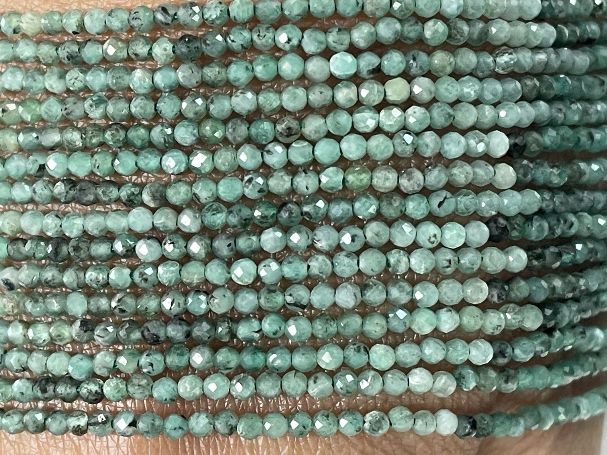 Shaded Green Emerald Rondelle Faceted