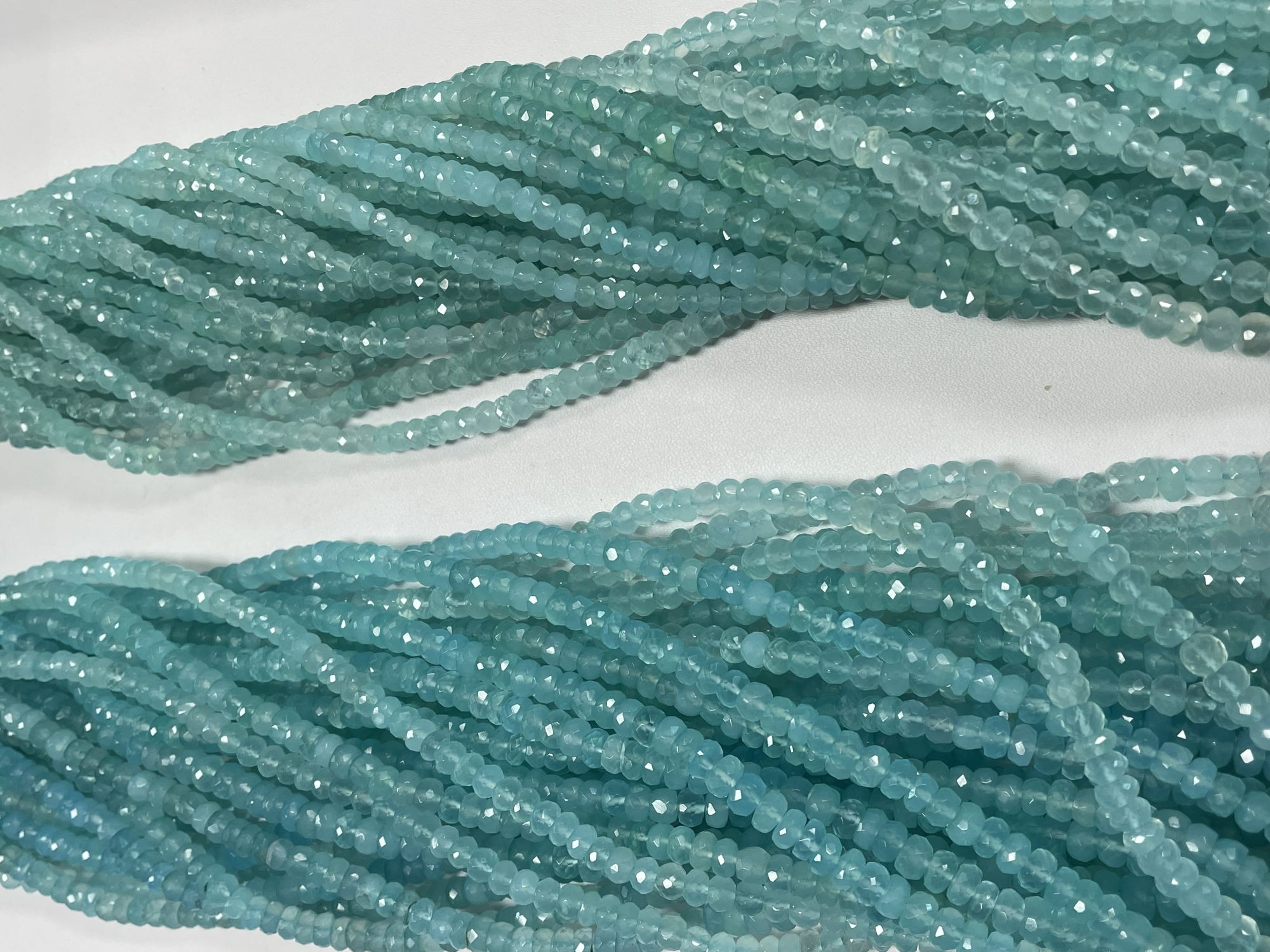 Aqua Chalcedony Rondelle Faceted