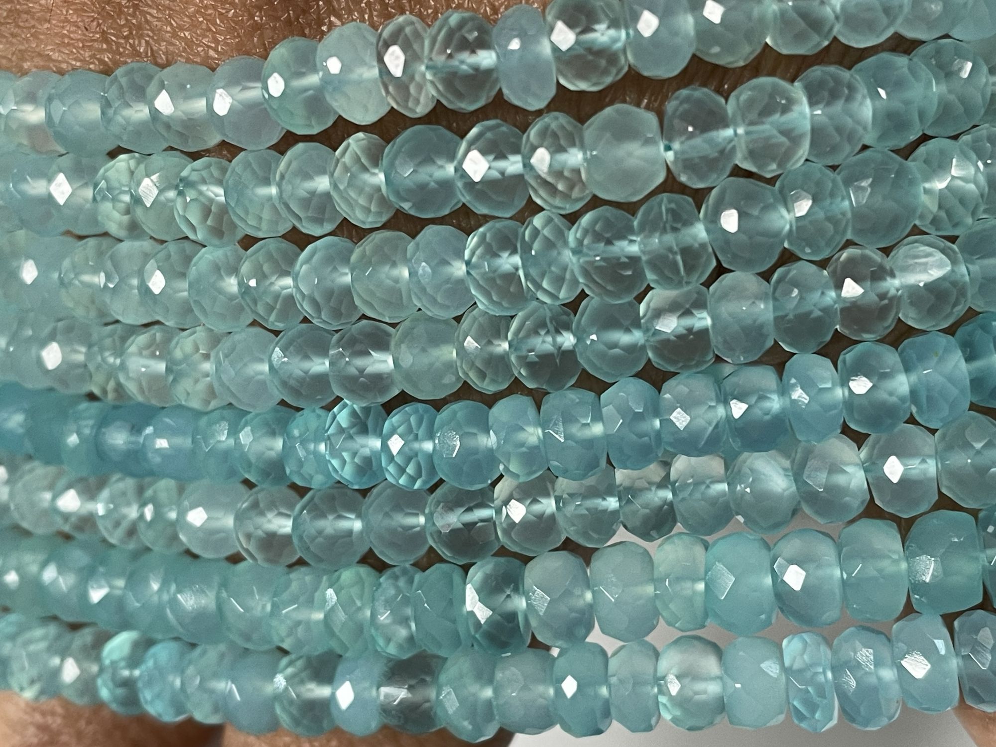 Aqua Chalcedony Rondelle Faceted