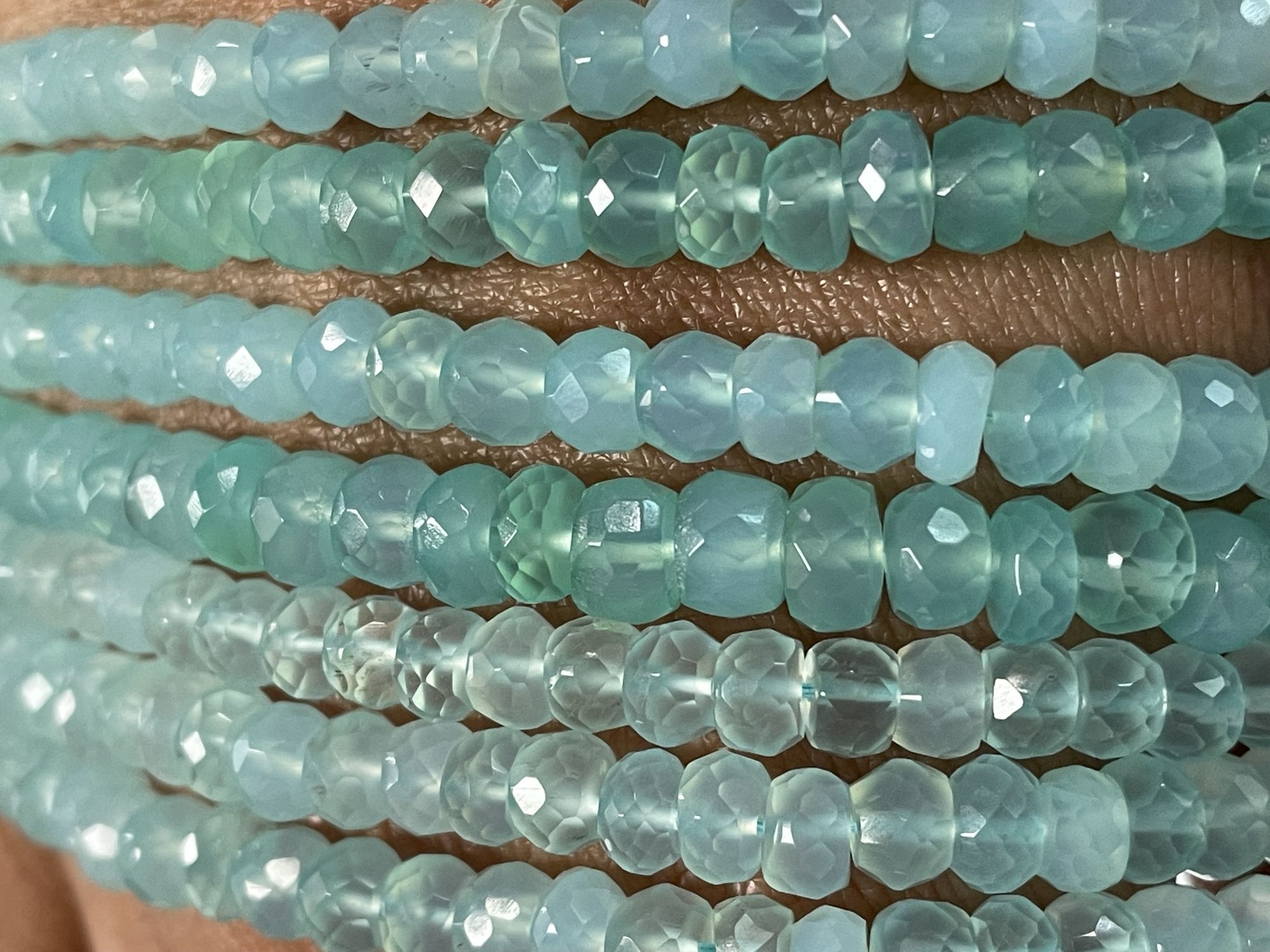 Aqua Chalcedony Rondelle Faceted