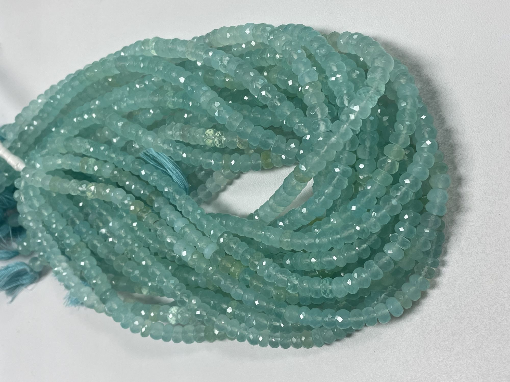 Aqua Chalcedony Rondelle Faceted