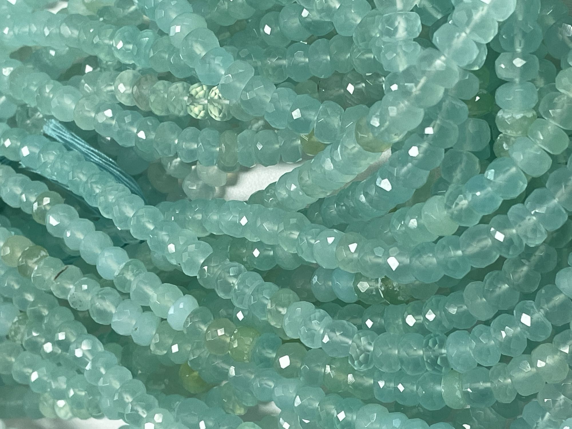 Aqua Chalcedony Rondelle Faceted