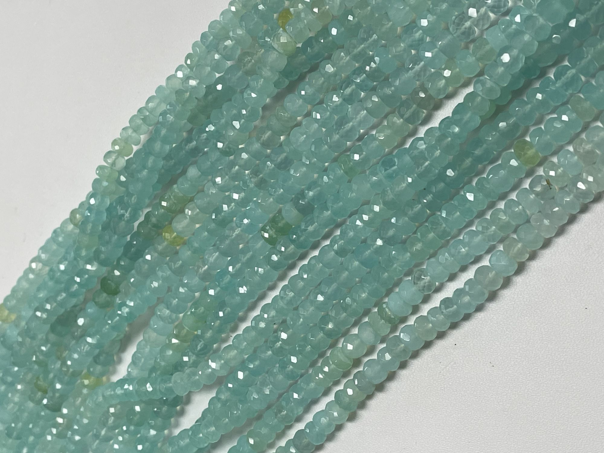 Aqua Chalcedony Rondelle Faceted