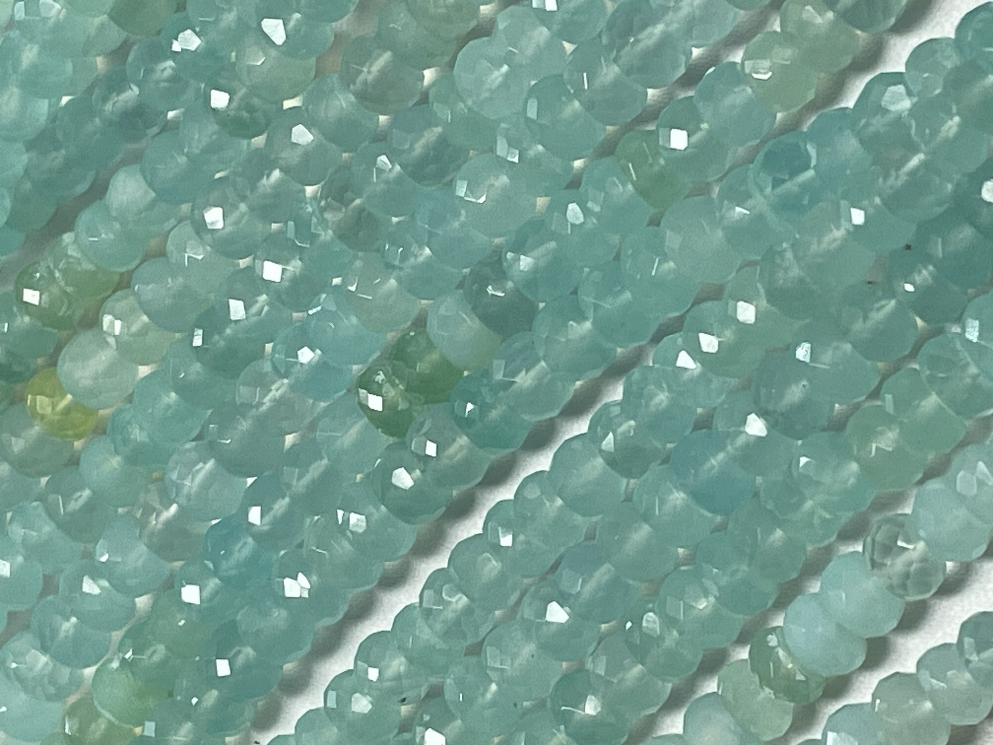 Aqua Chalcedony Rondelle Faceted