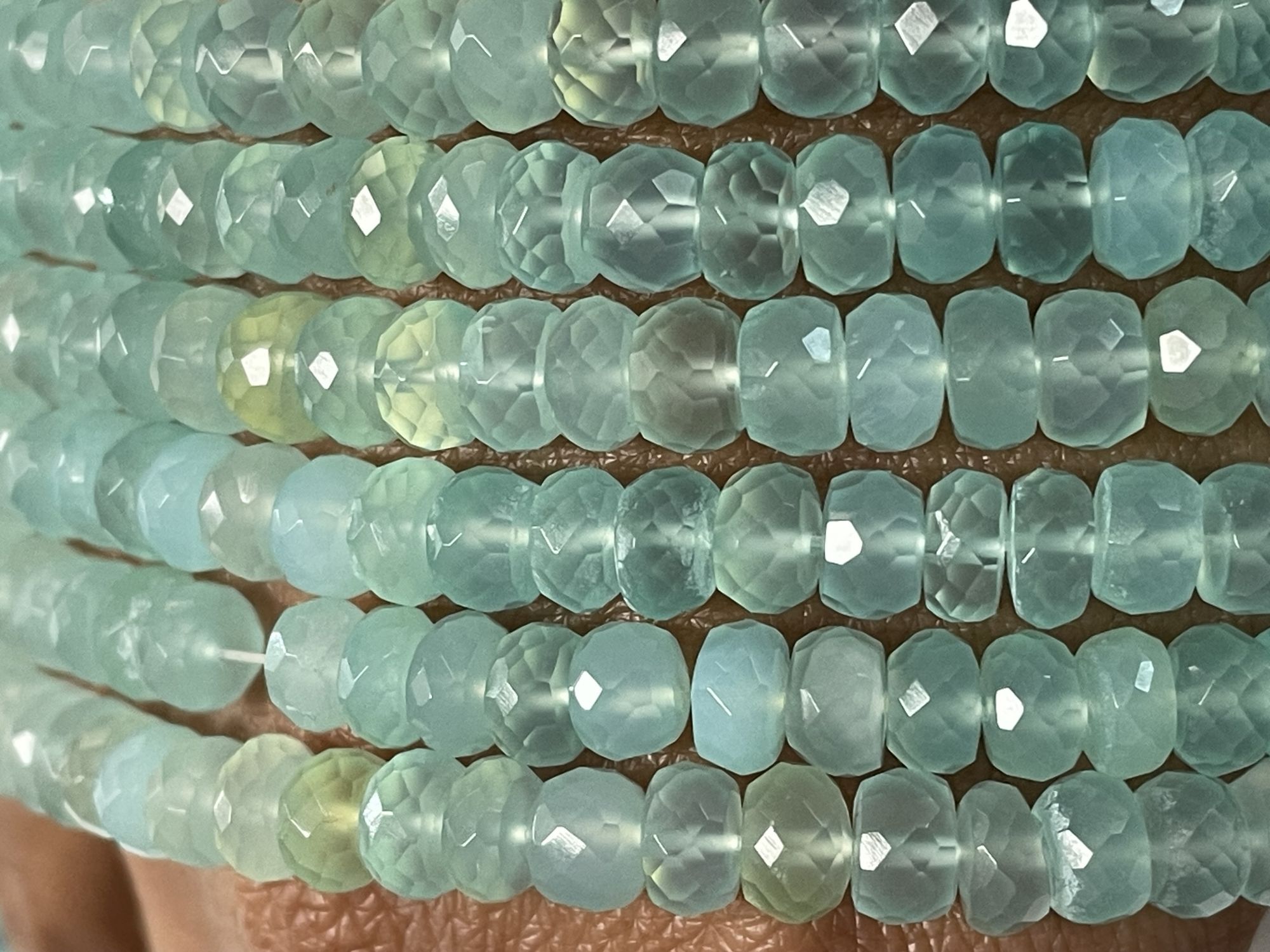 Aqua Chalcedony Rondelle Faceted
