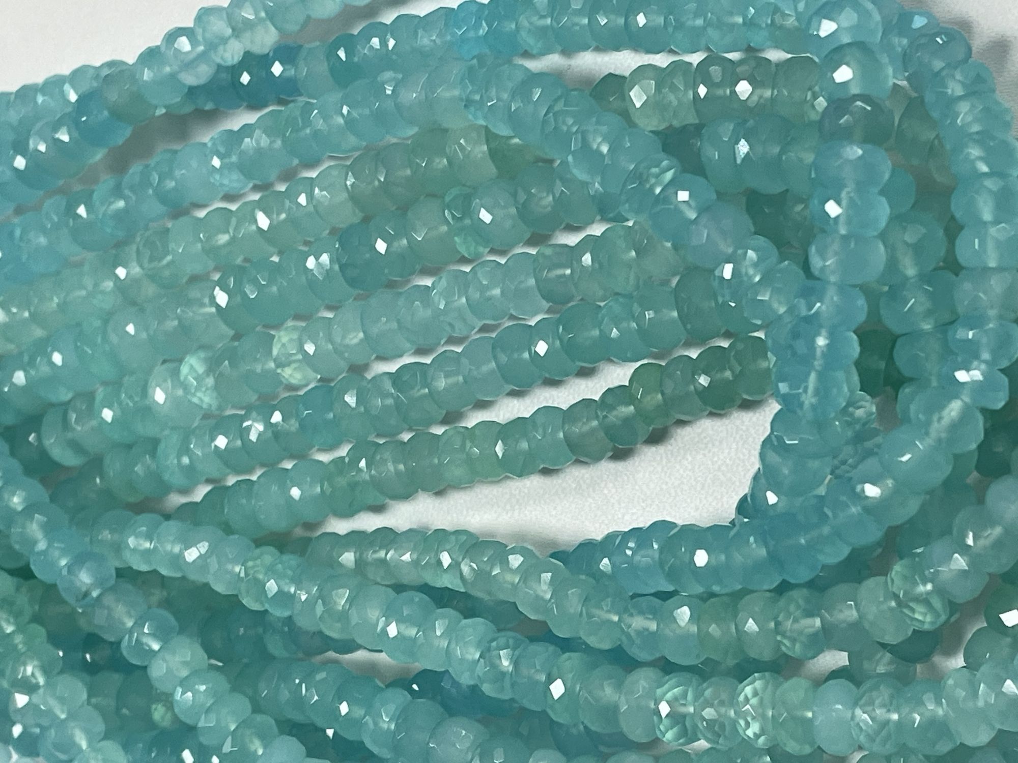 Aqua Chalcedony Rondelle Faceted