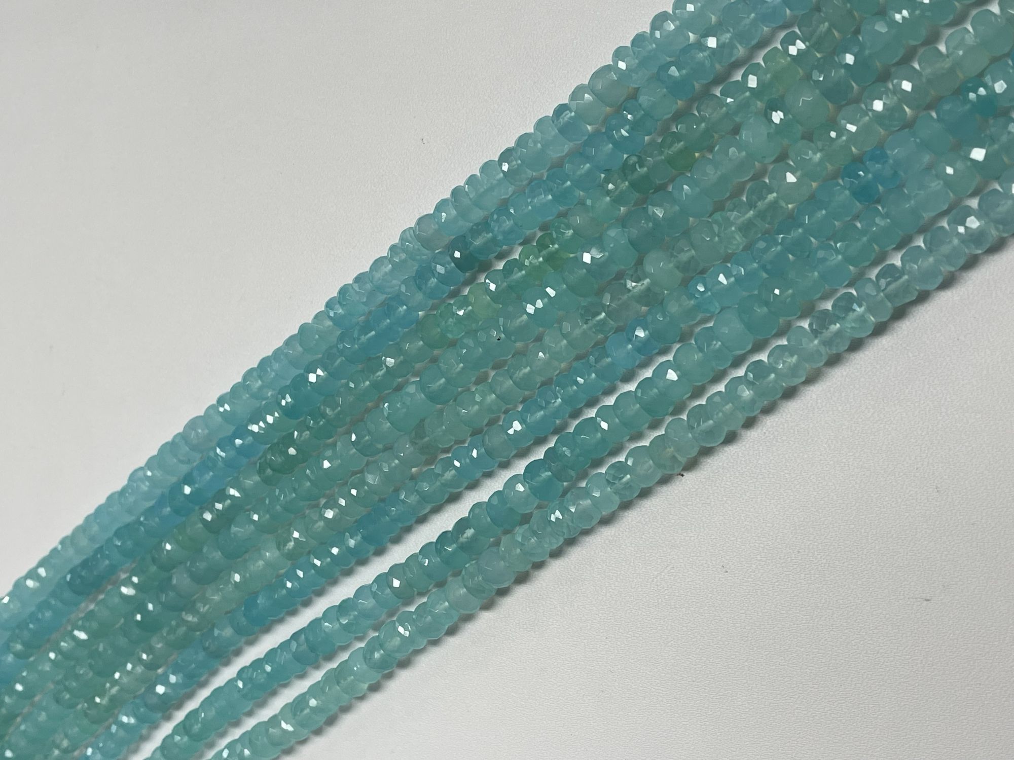 Aqua Chalcedony Rondelle Faceted