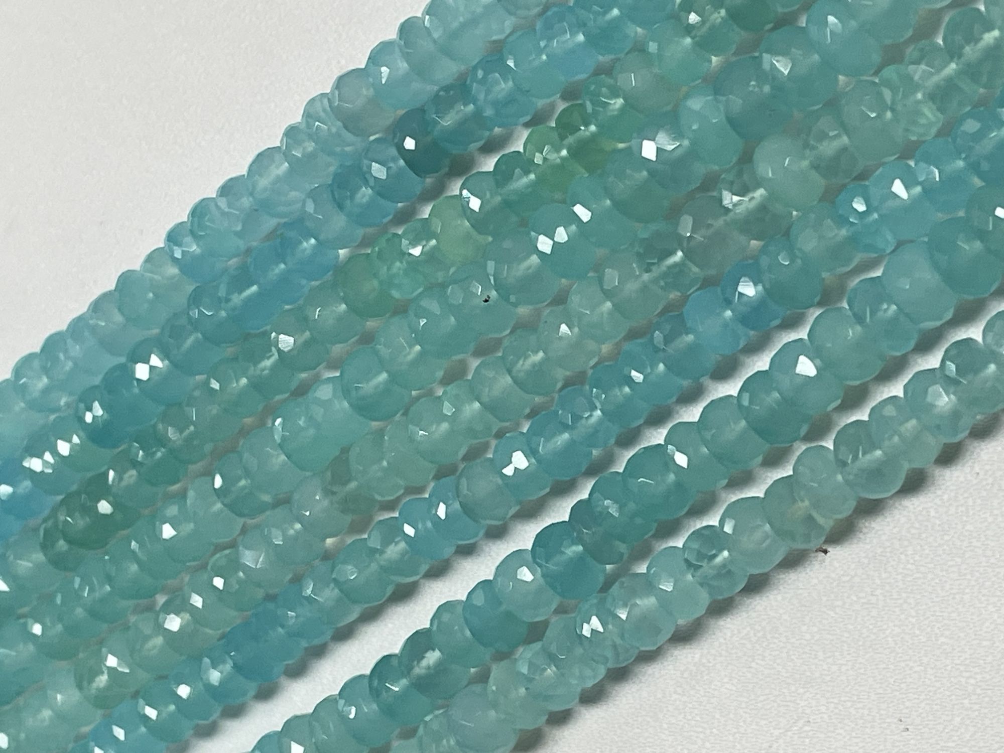 Aqua Chalcedony Rondelle Faceted