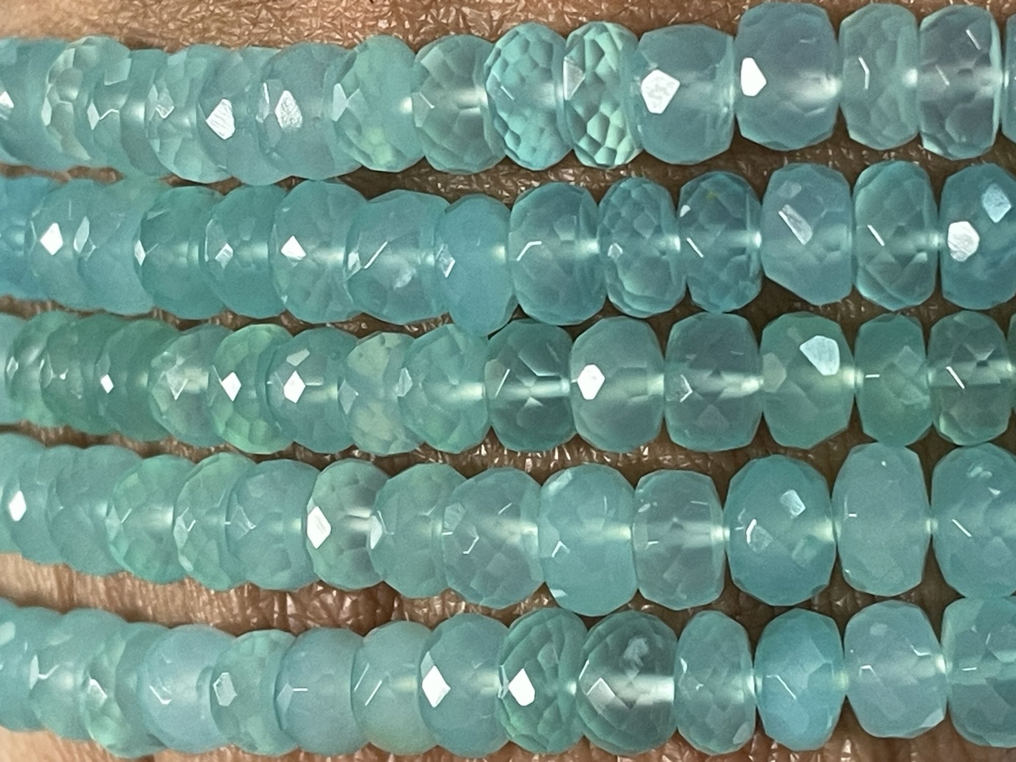 Aqua Chalcedony Rondelle Faceted