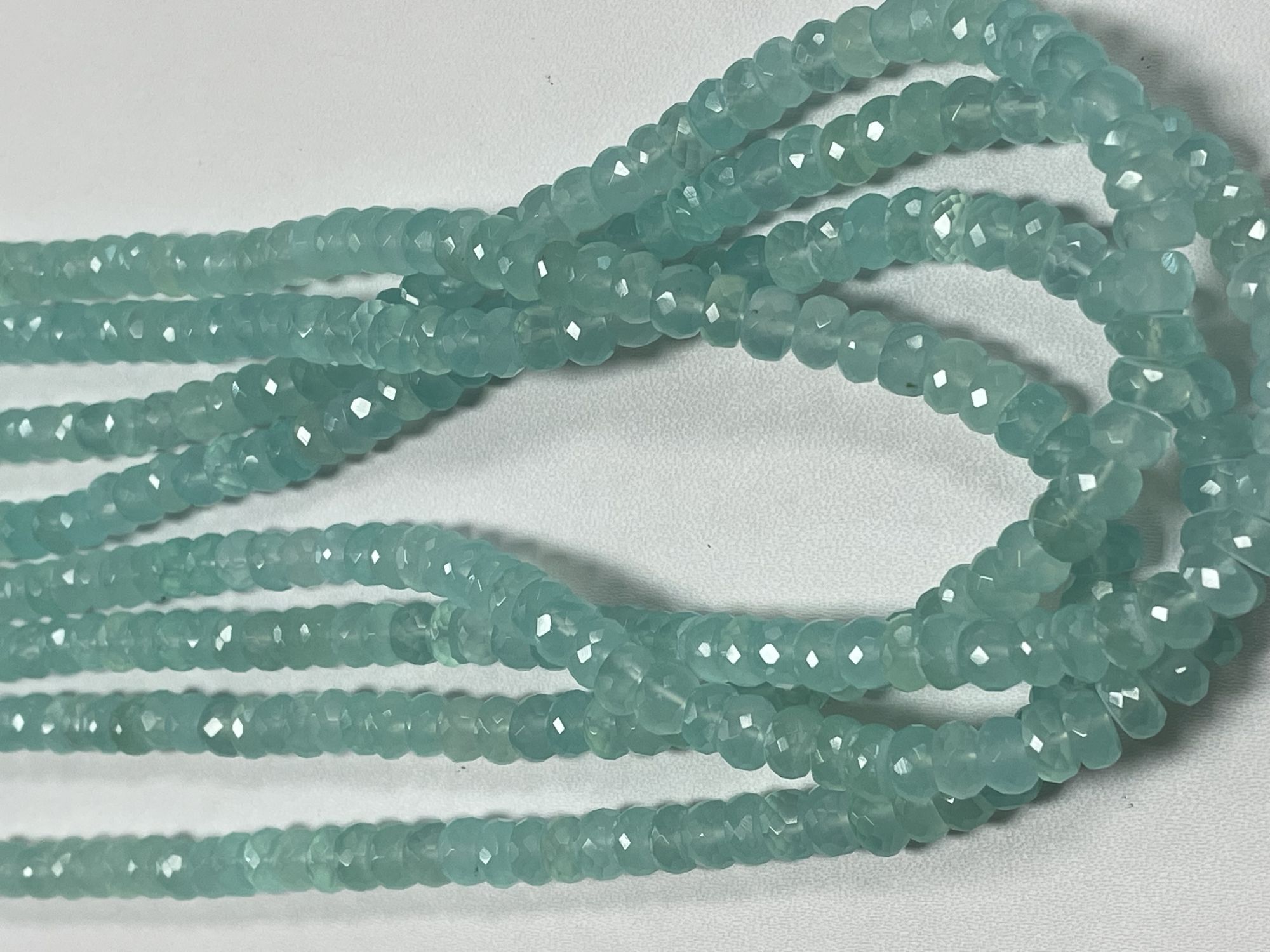 Aqua Chalcedony Rondelle Faceted