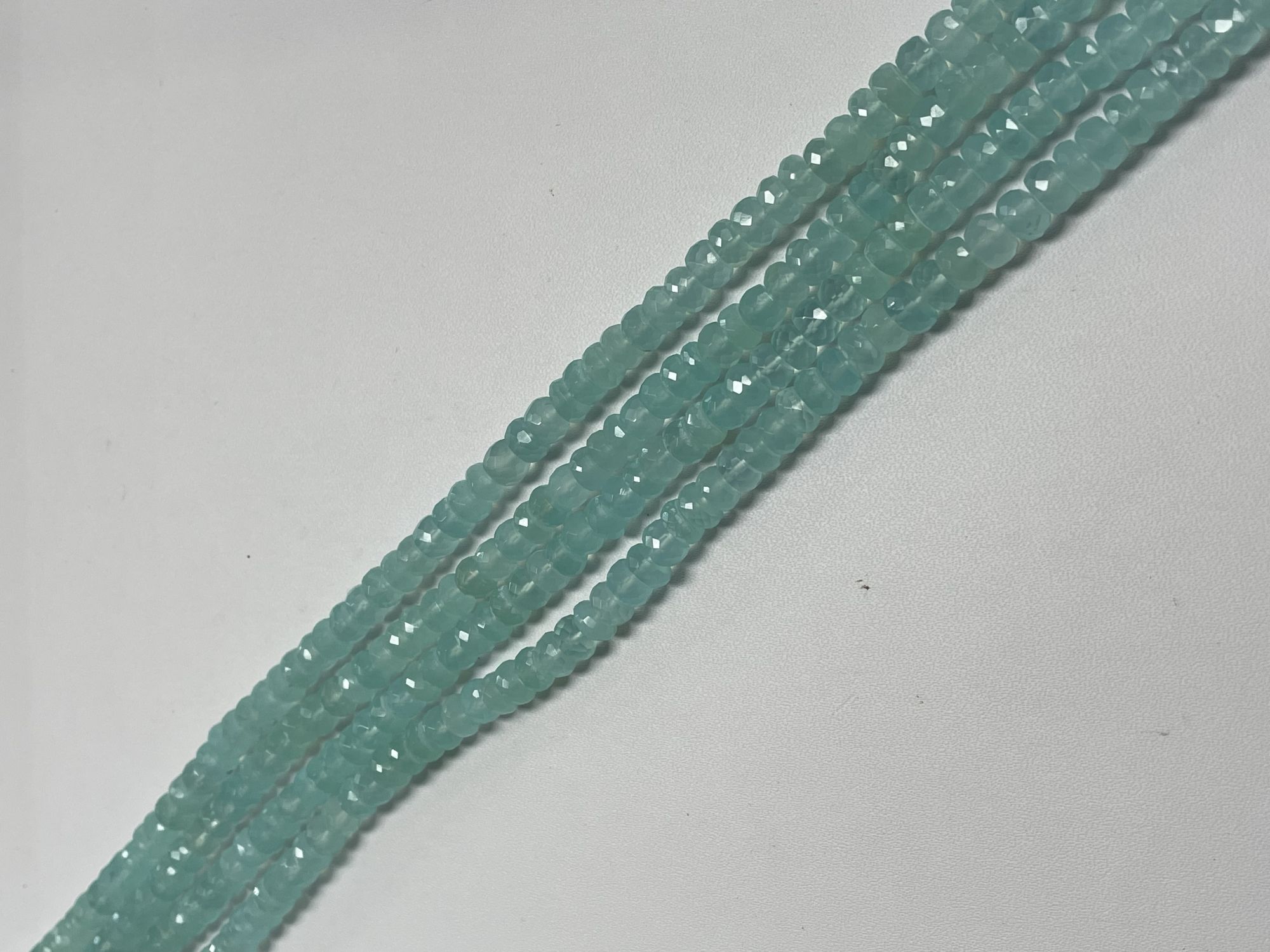 Aqua Chalcedony Rondelle Faceted