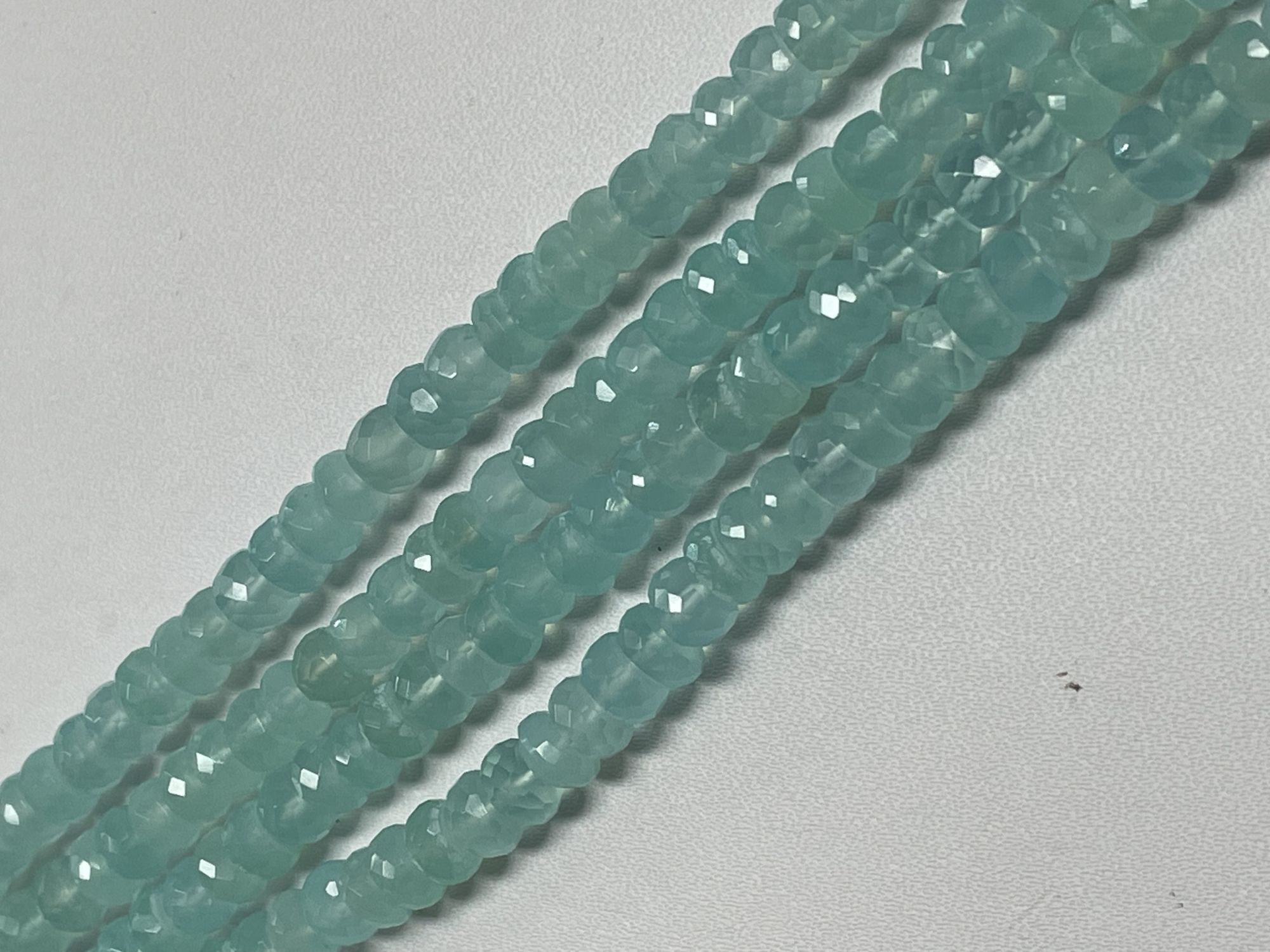 Aqua Chalcedony Rondelle Faceted