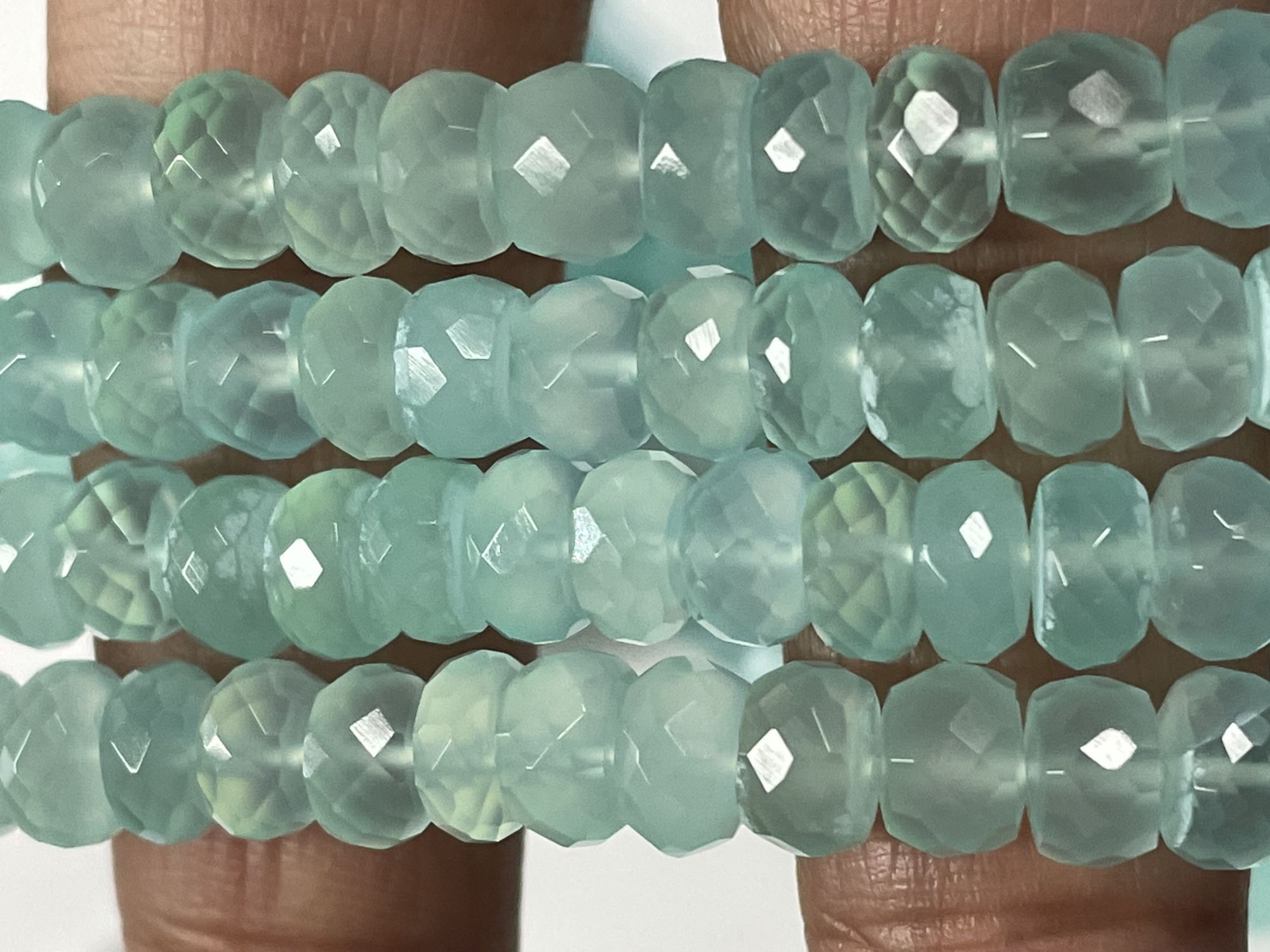 Aqua Chalcedony Rondelle Faceted