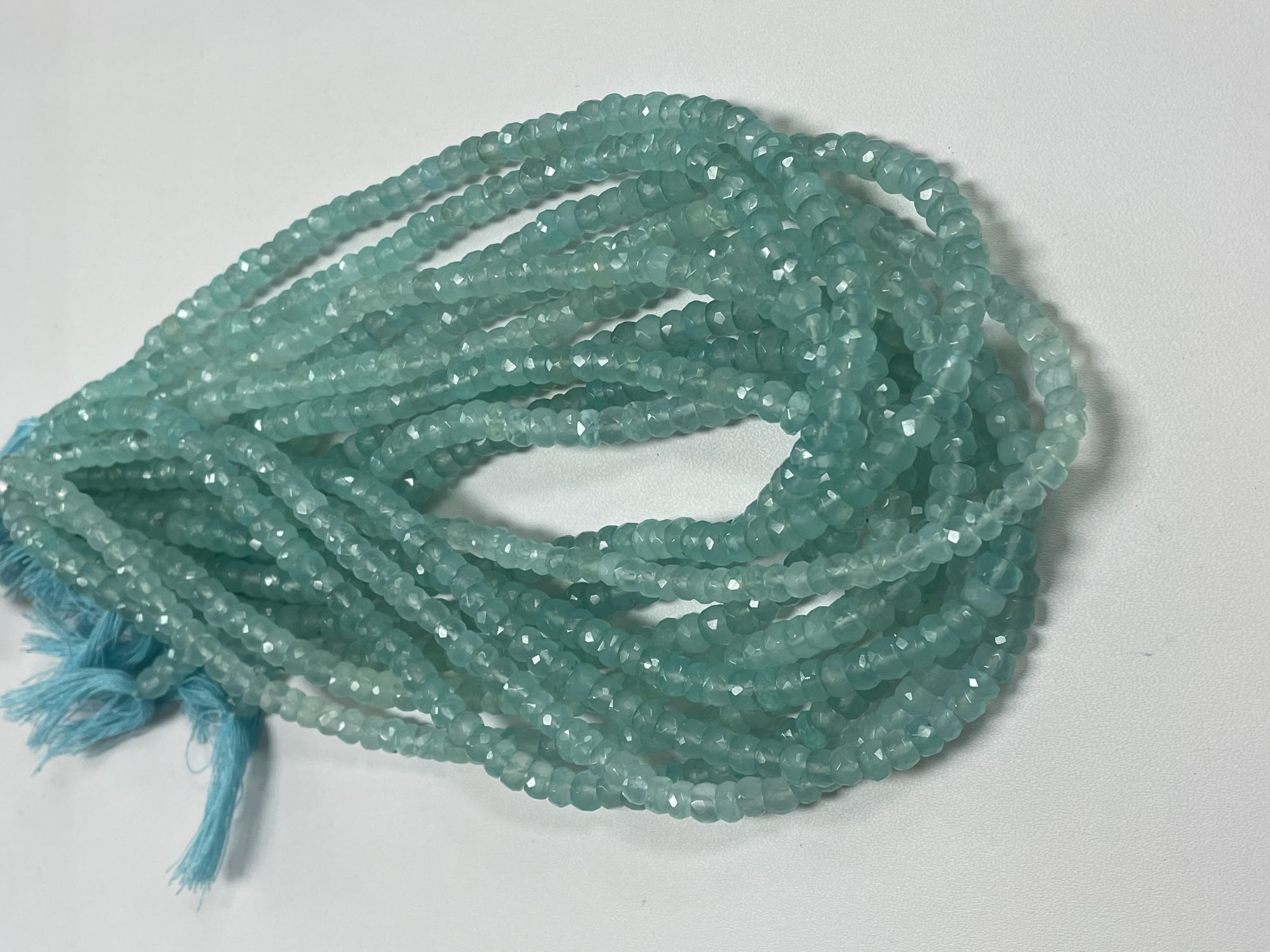 Aqua Chalcedony Rondelle Faceted