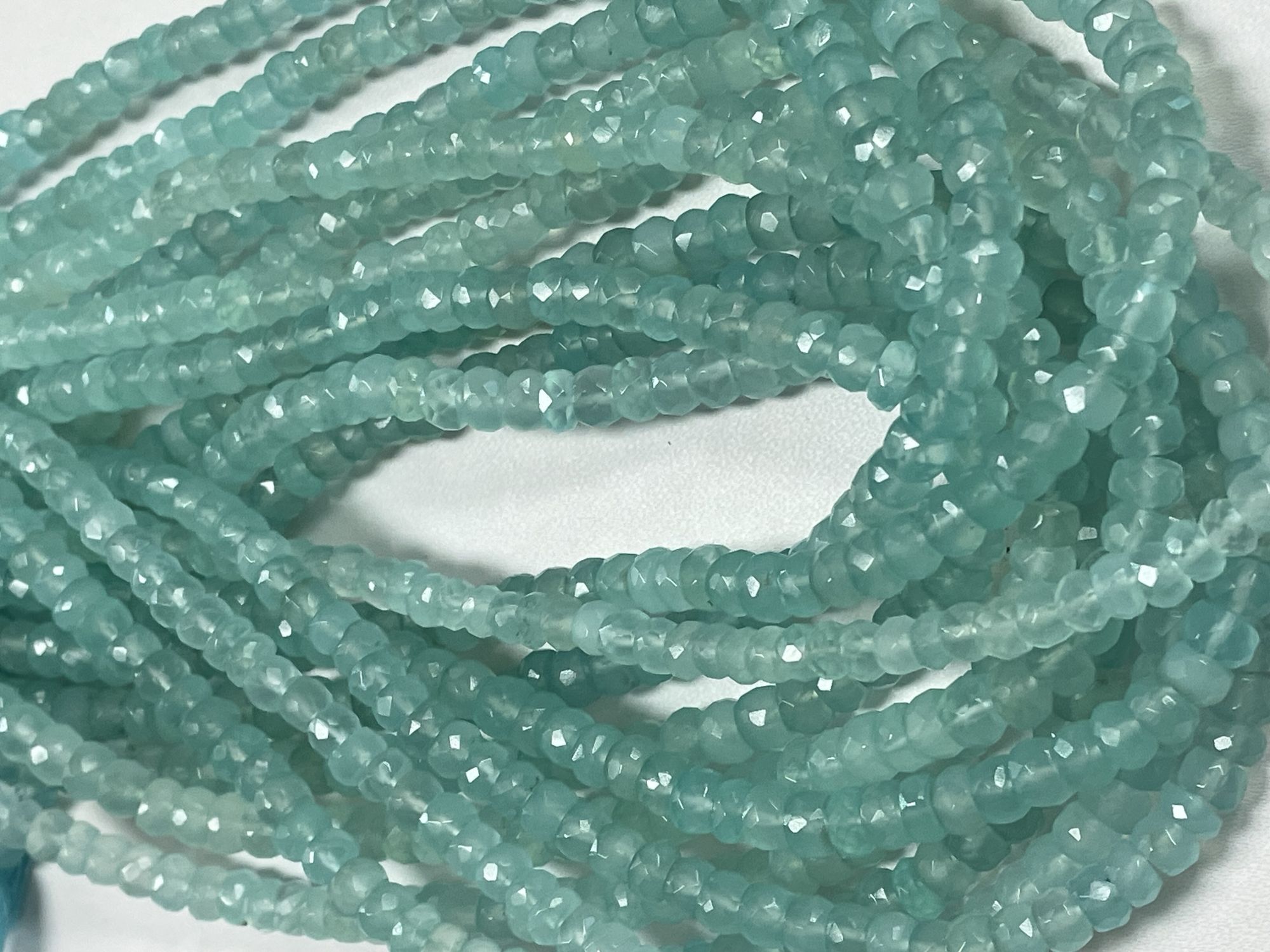 Aqua Chalcedony Rondelle Faceted