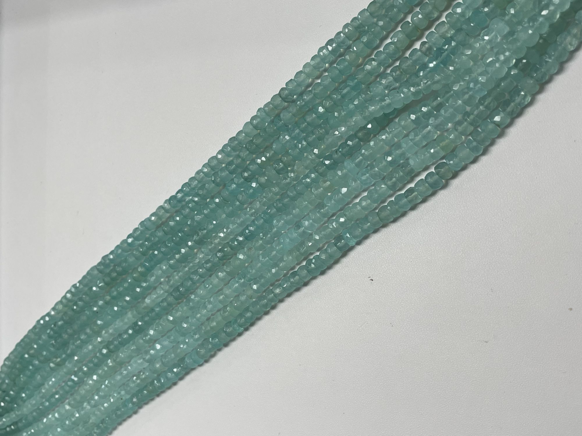 Aqua Chalcedony Rondelle Faceted