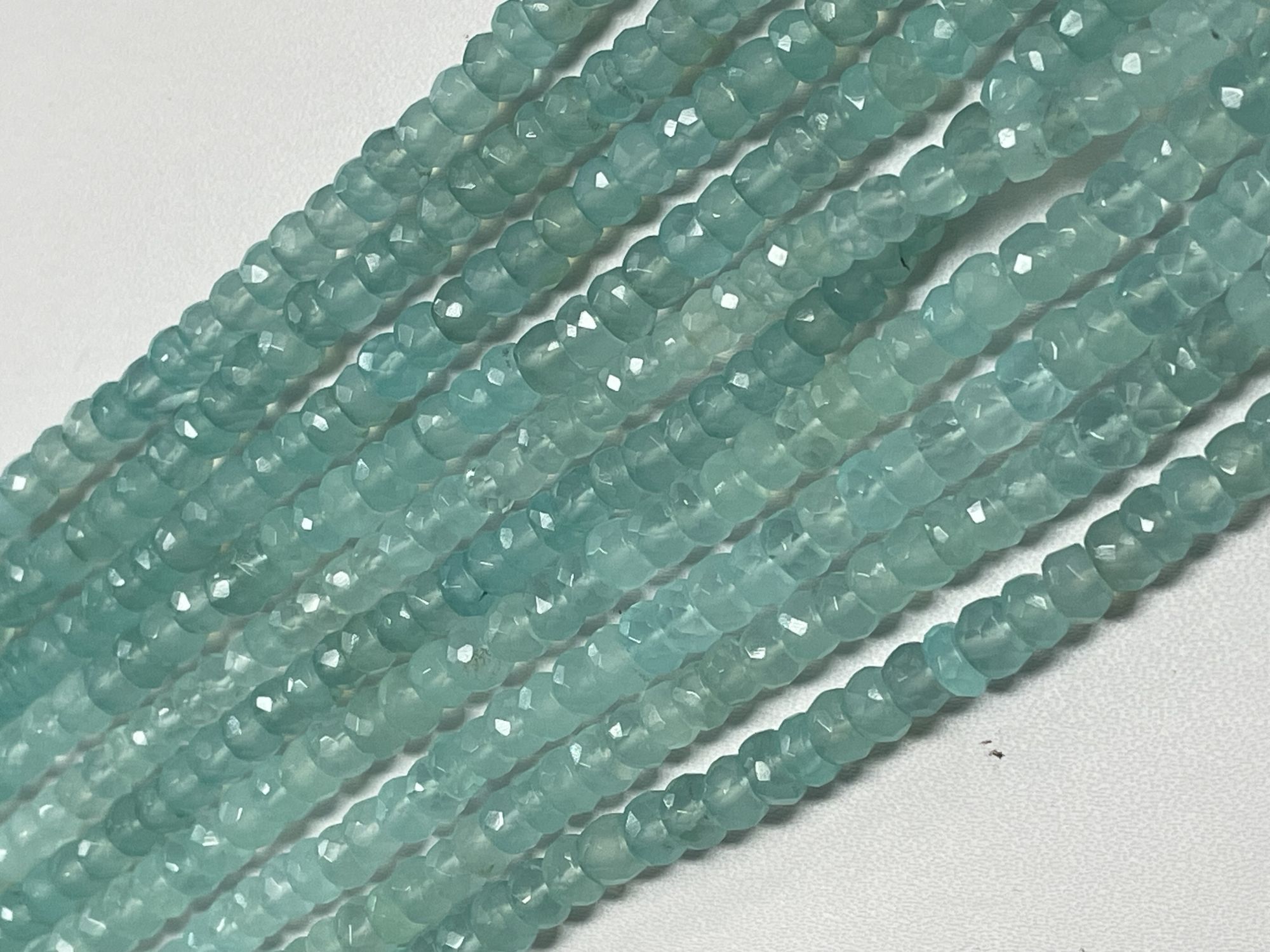 Aqua Chalcedony Rondelle Faceted