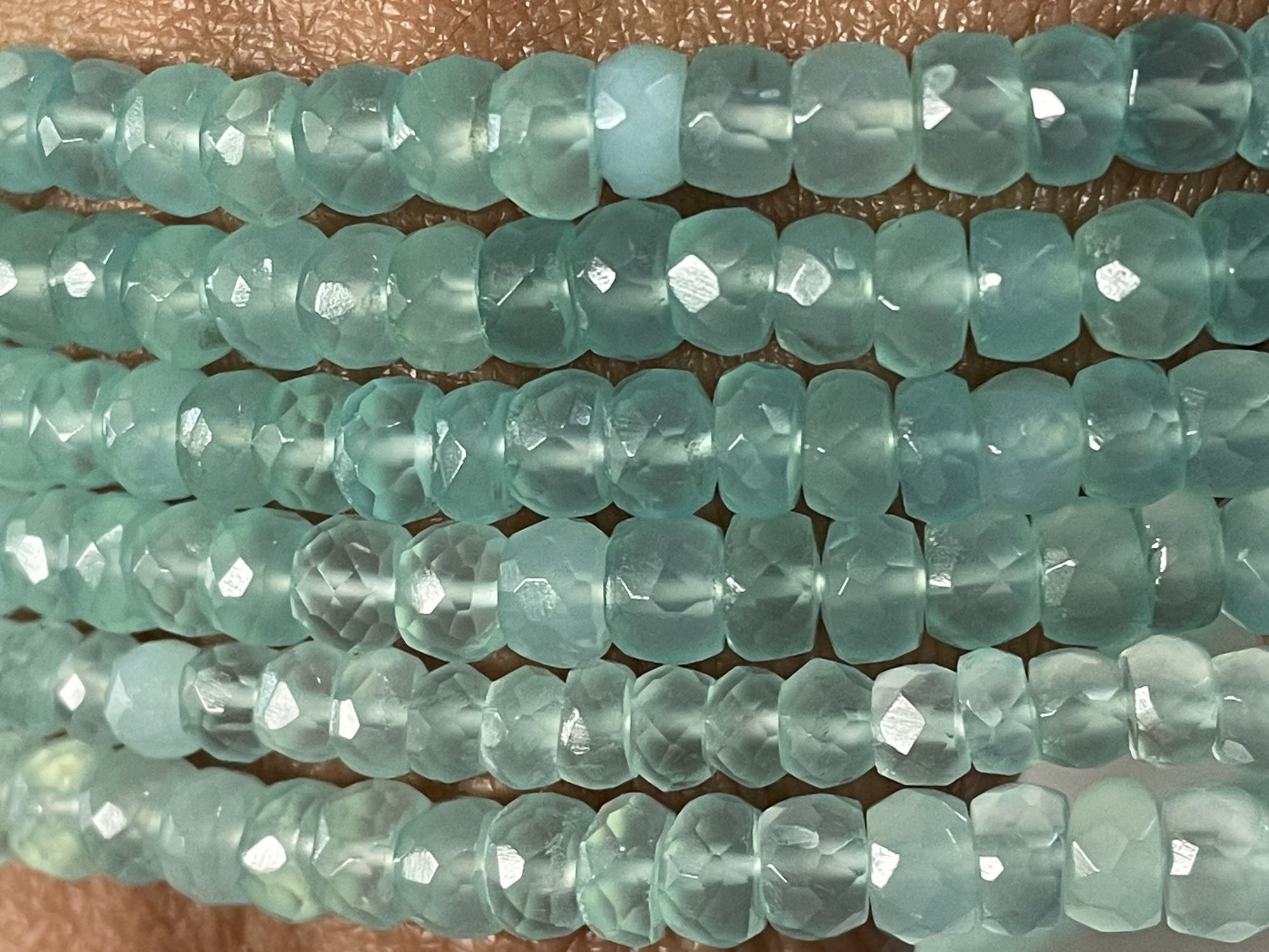 Aqua Chalcedony Rondelle Faceted