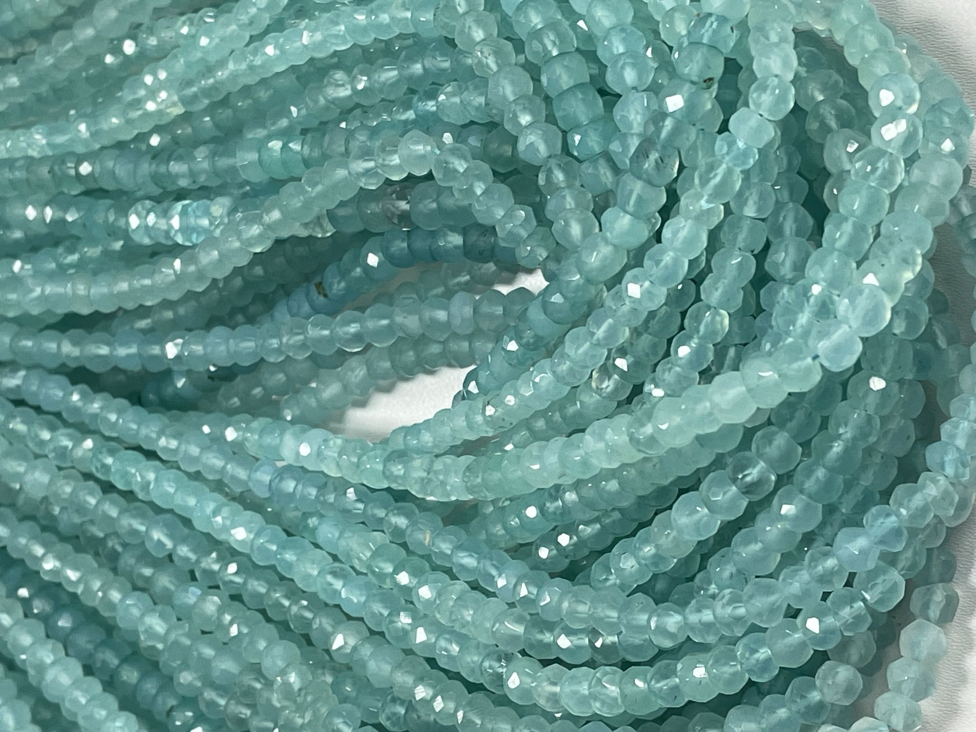 Aqua Chalcedony Rondelle Faceted