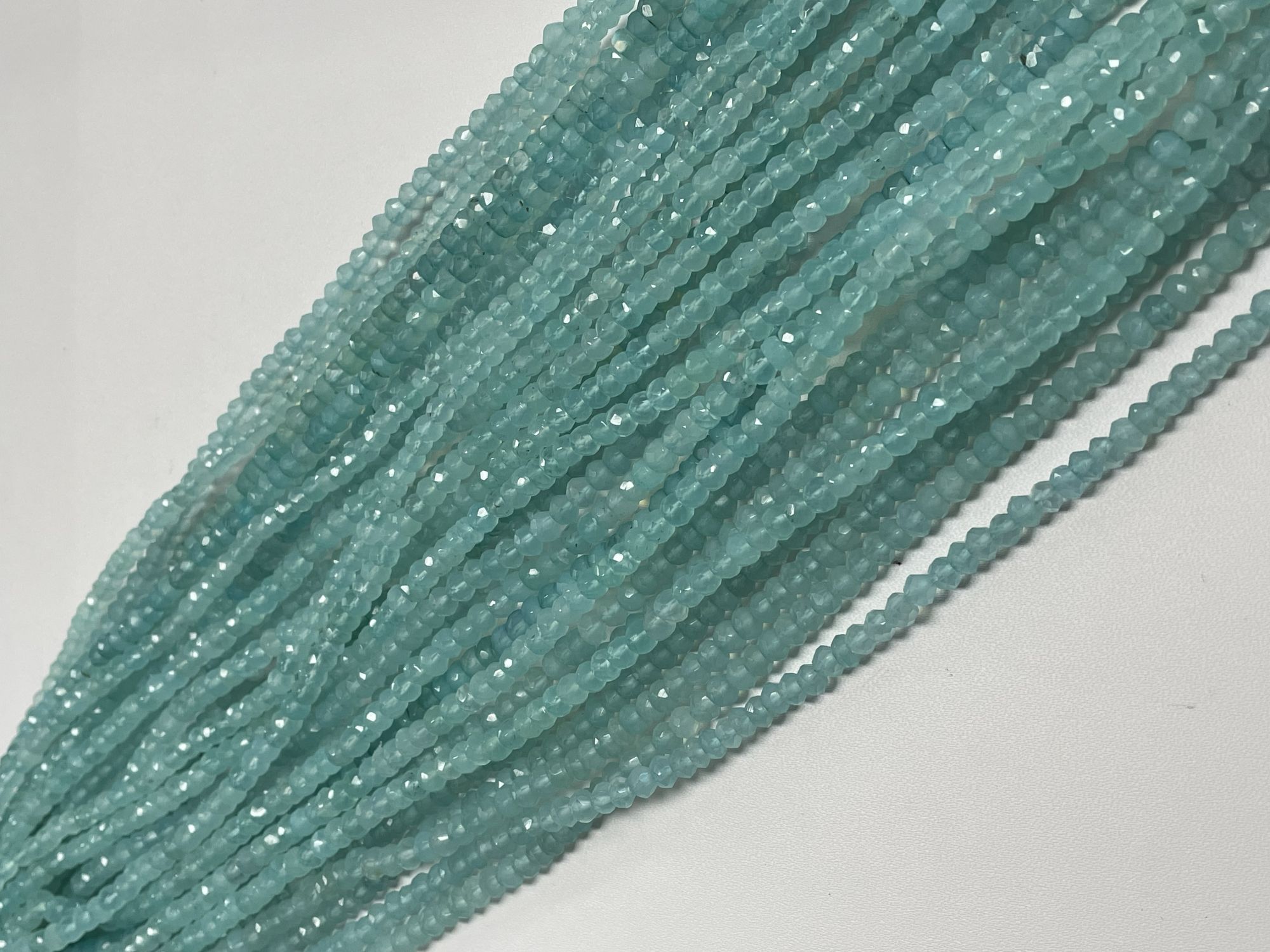 Aqua Chalcedony Rondelle Faceted