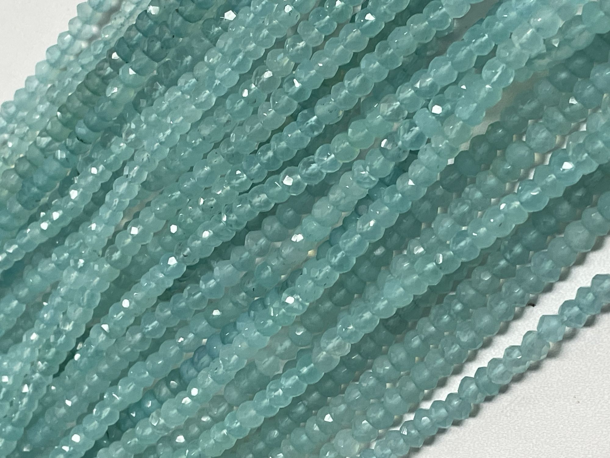 Aqua Chalcedony Rondelle Faceted