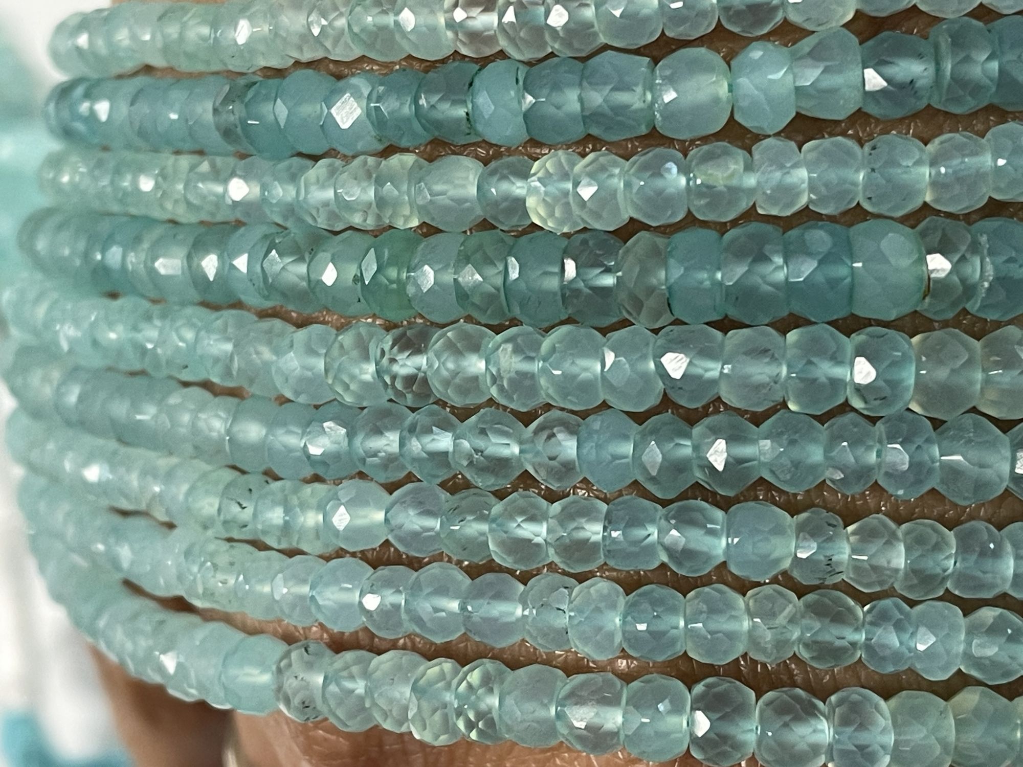 Aqua Chalcedony Rondelle Faceted