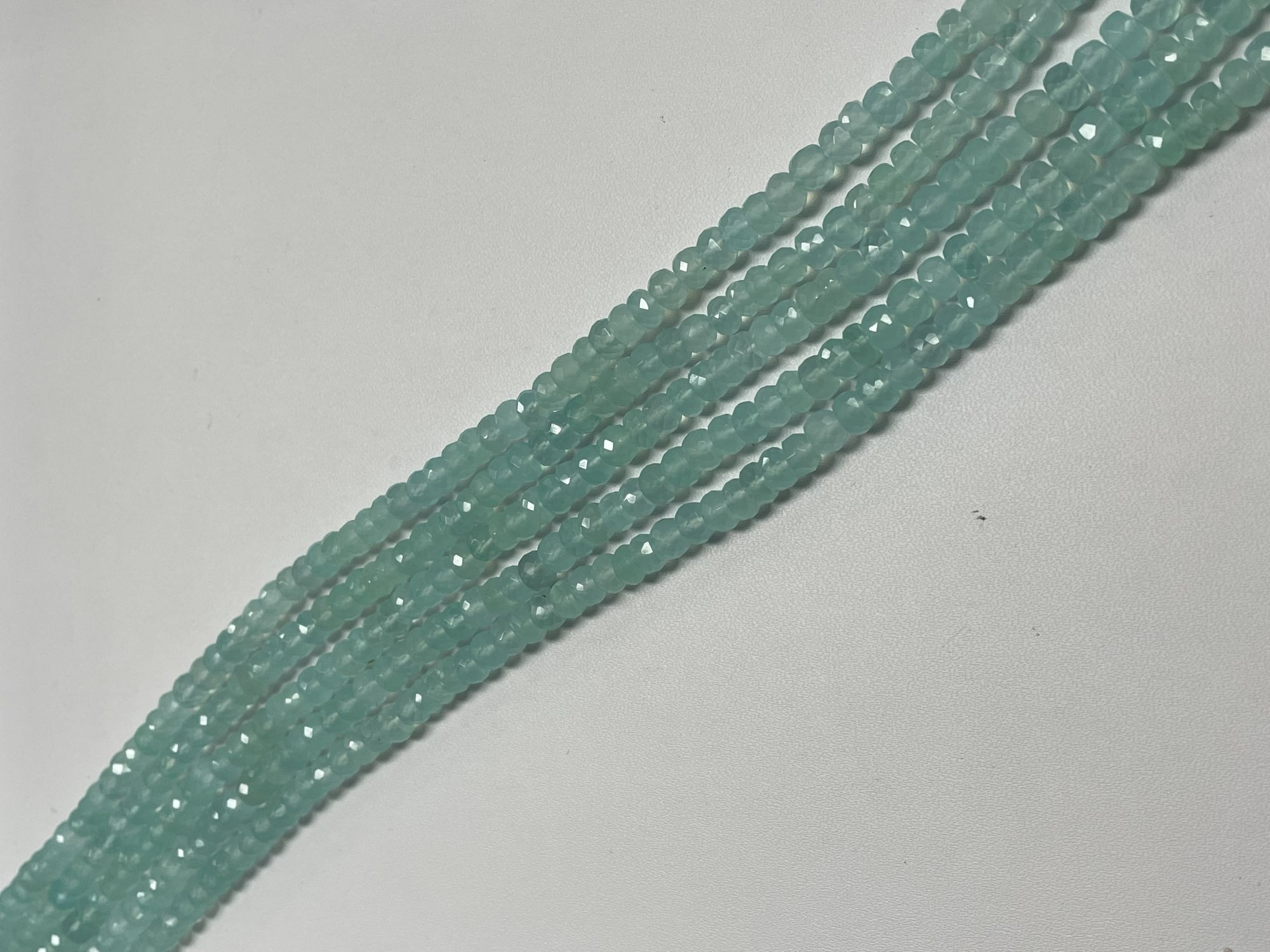 Aqua Chalcedony Rondelle Faceted