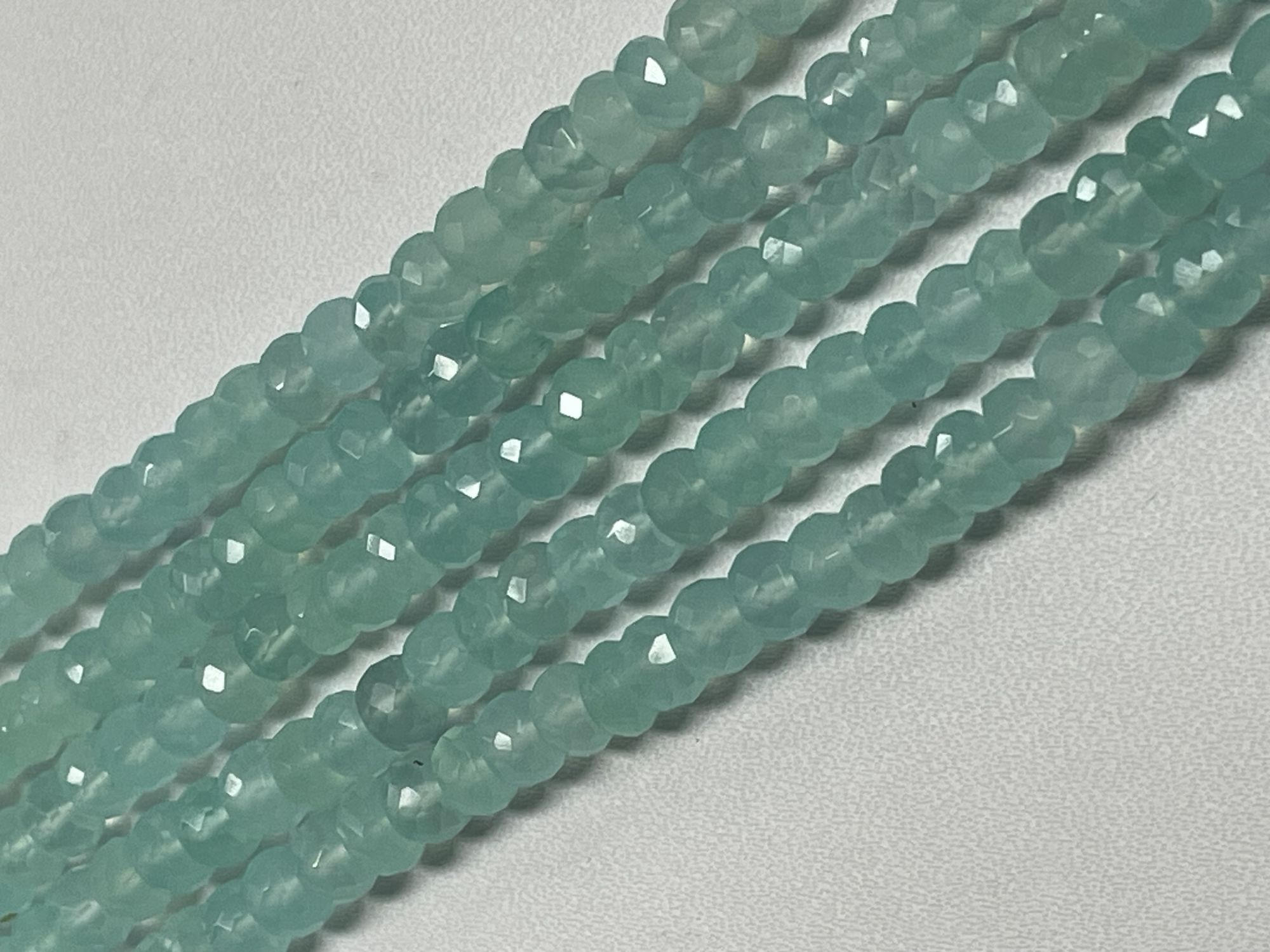 Aqua Chalcedony Rondelle Faceted