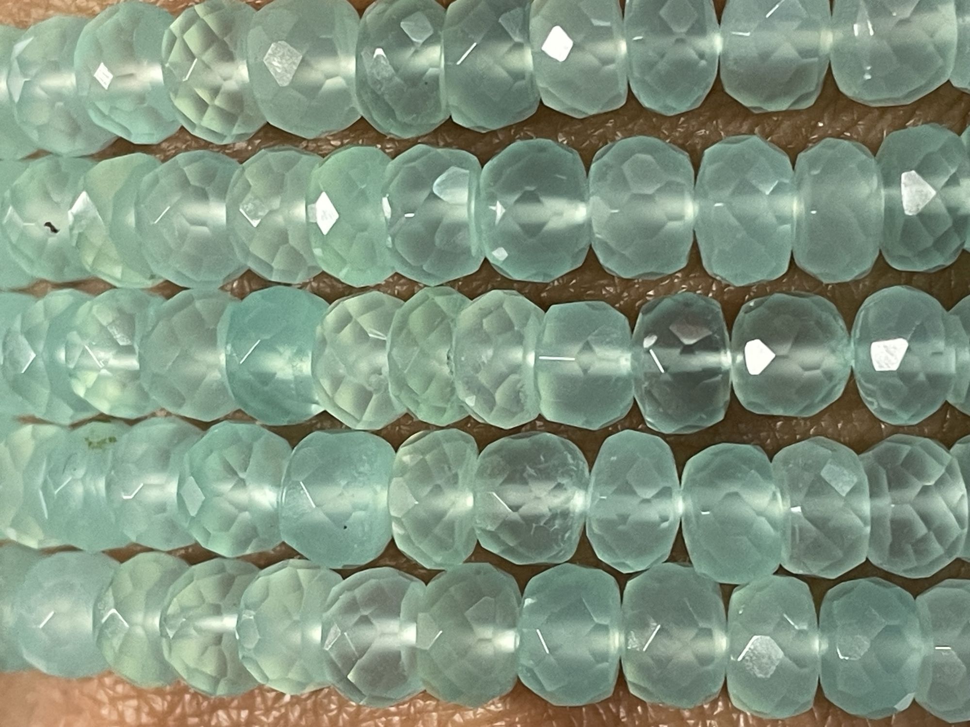 Aqua Chalcedony Rondelle Faceted