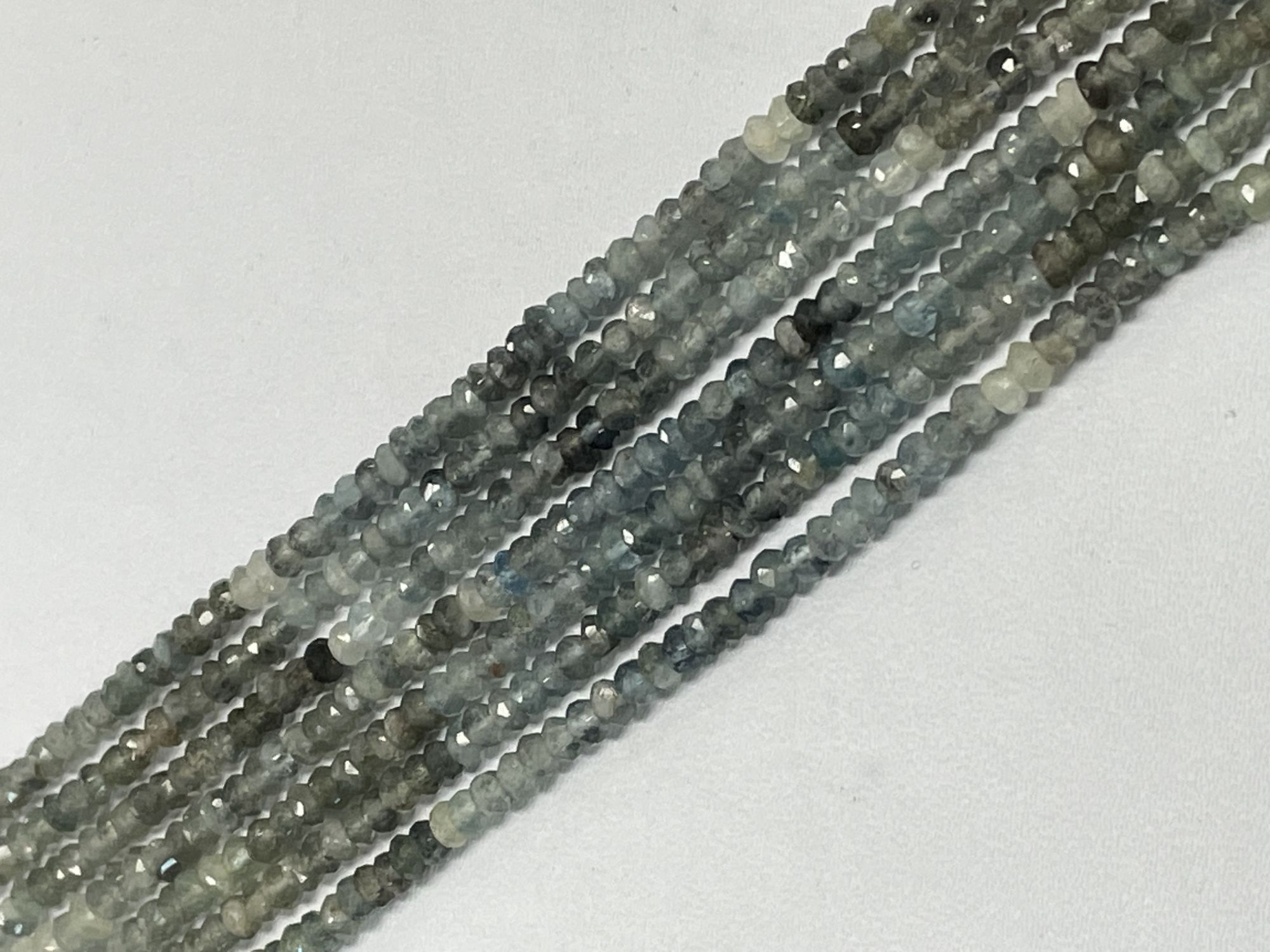 Shaded Moss Aquamairne Rondelle Faceted