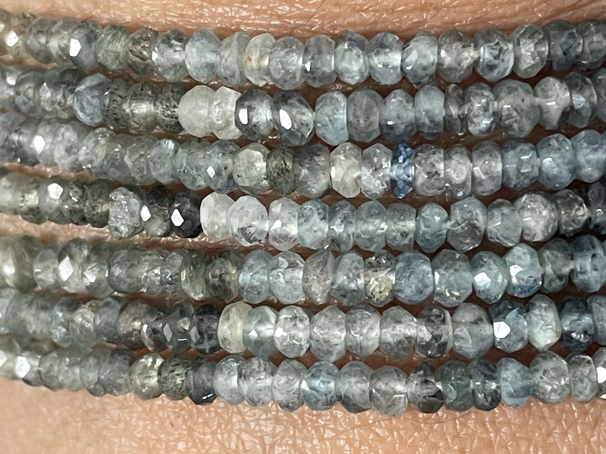 Shaded Moss Aquamairne Rondelle Faceted