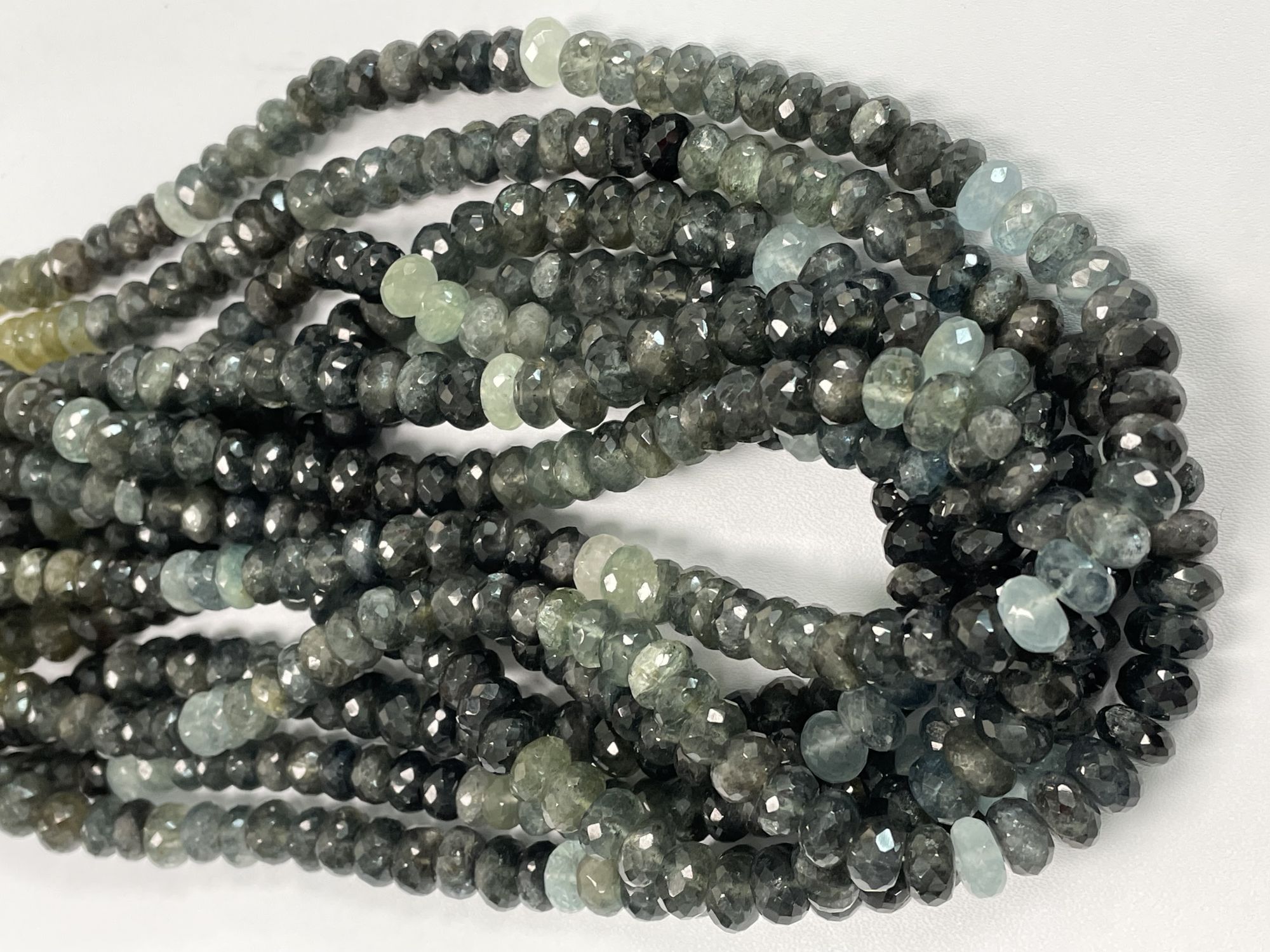 Moss Aquamarine Rondelle Faceted