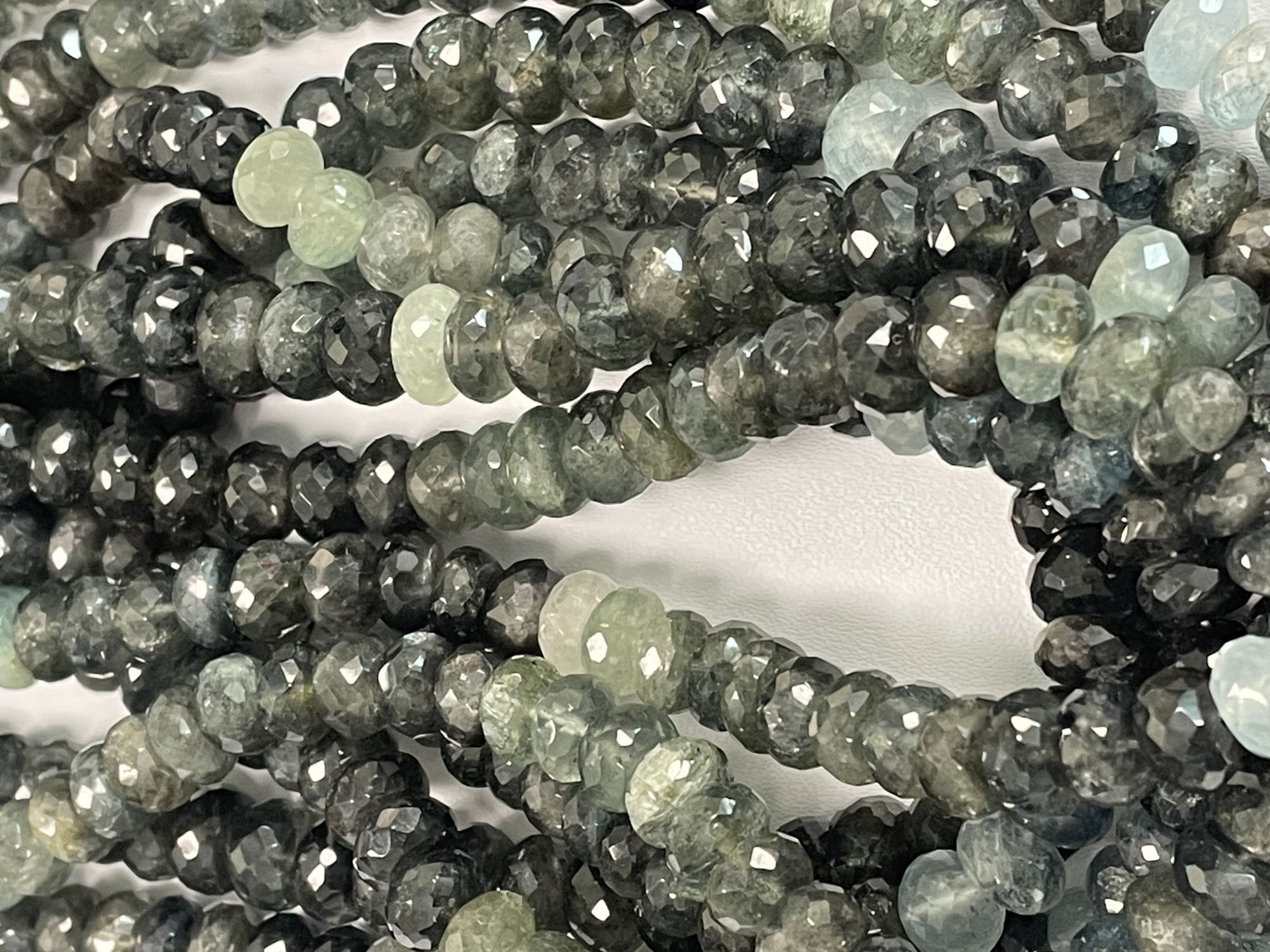 Moss Aquamarine Rondelle Faceted