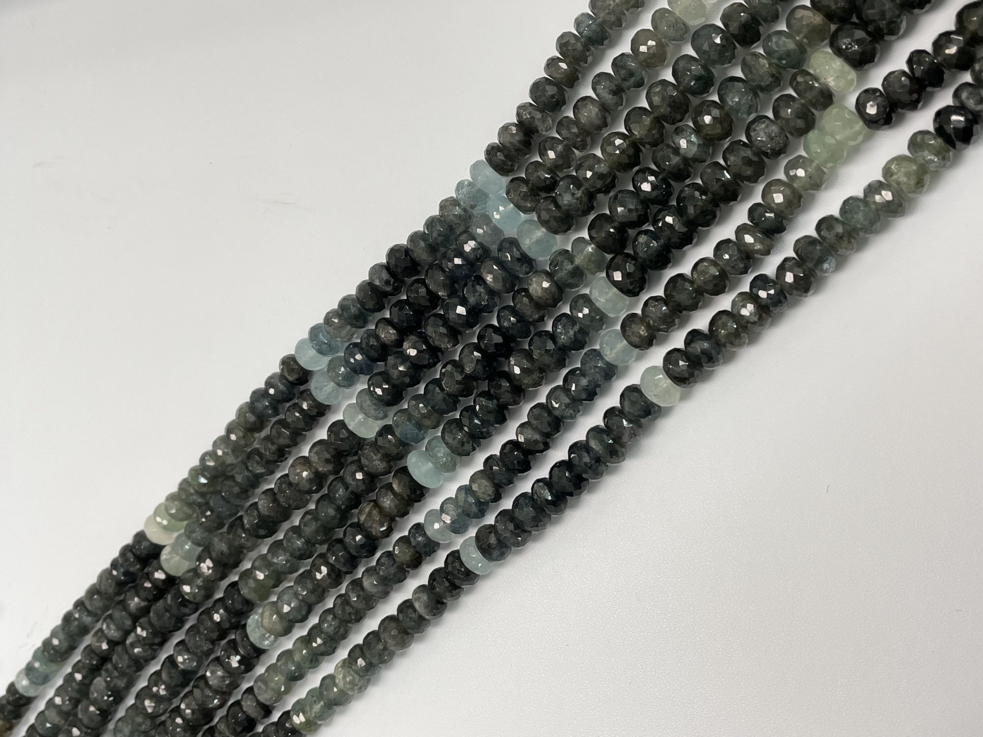 Moss Aquamarine Rondelle Faceted