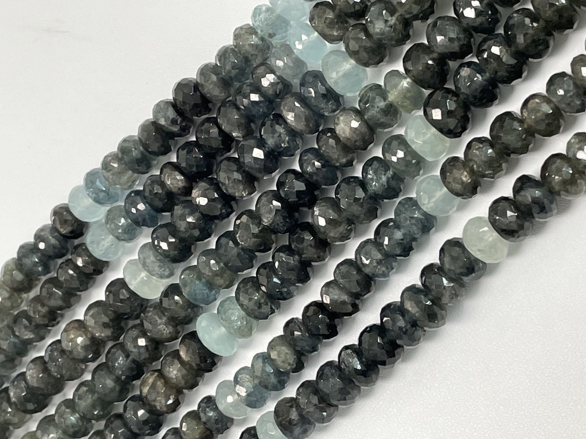 Moss Aquamarine Rondelle Faceted