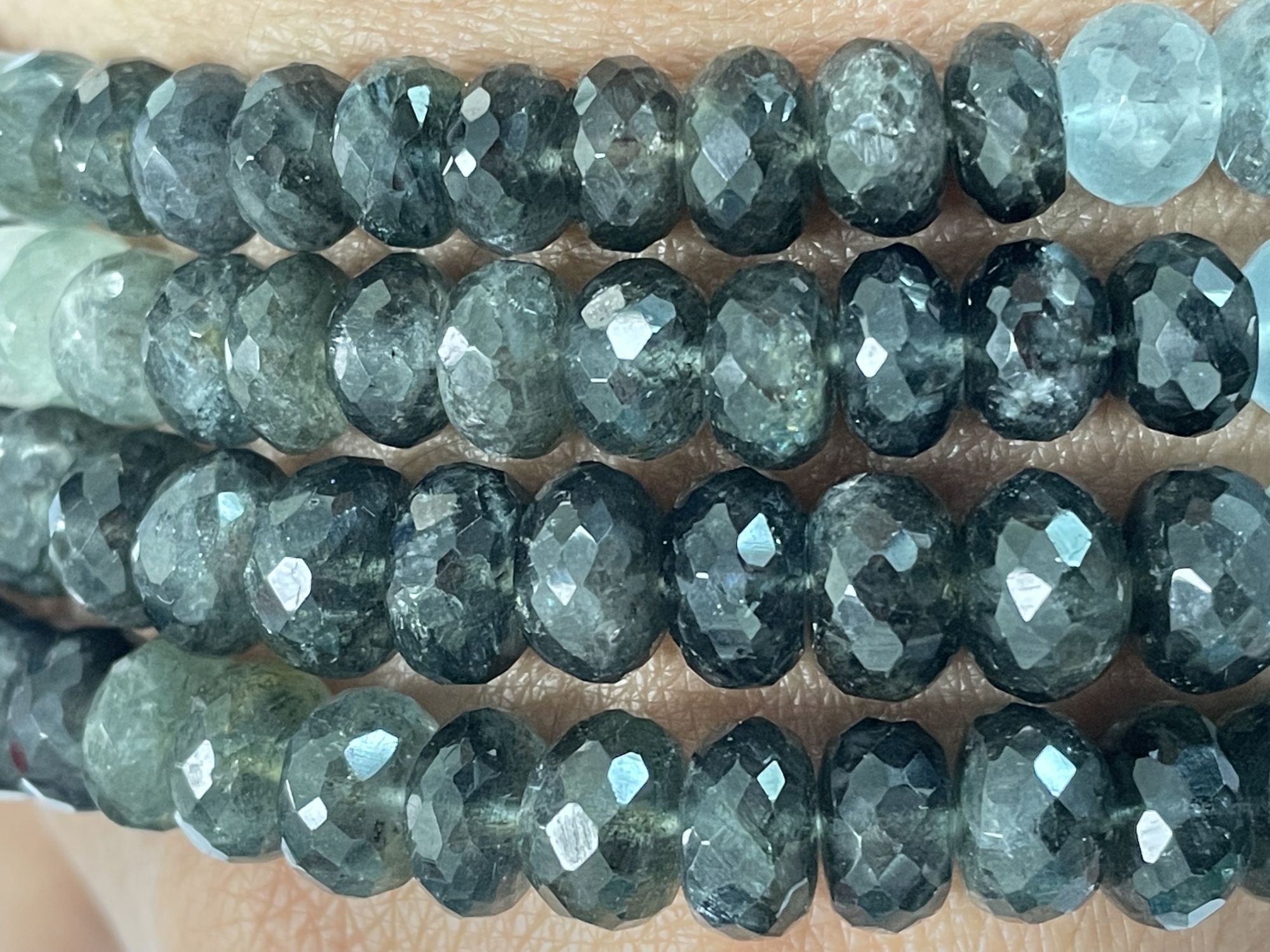 Moss Aquamarine Rondelle Faceted