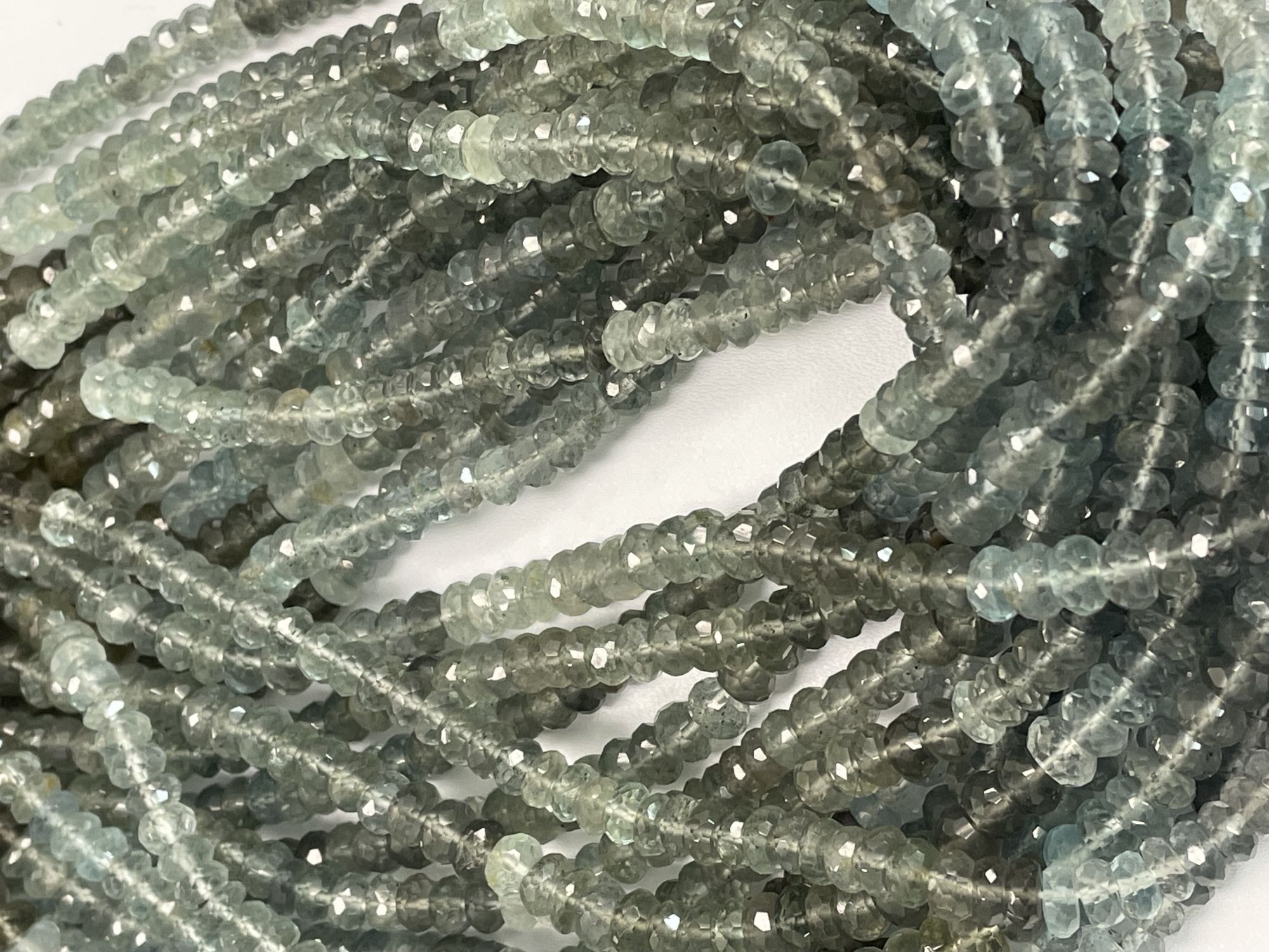 Shaded Moss Aquamarine Rondelle Faceted