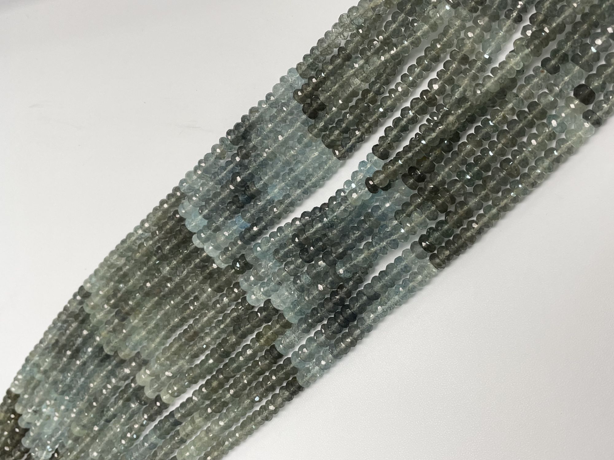 Shaded Moss Aquamarine Rondelle Faceted